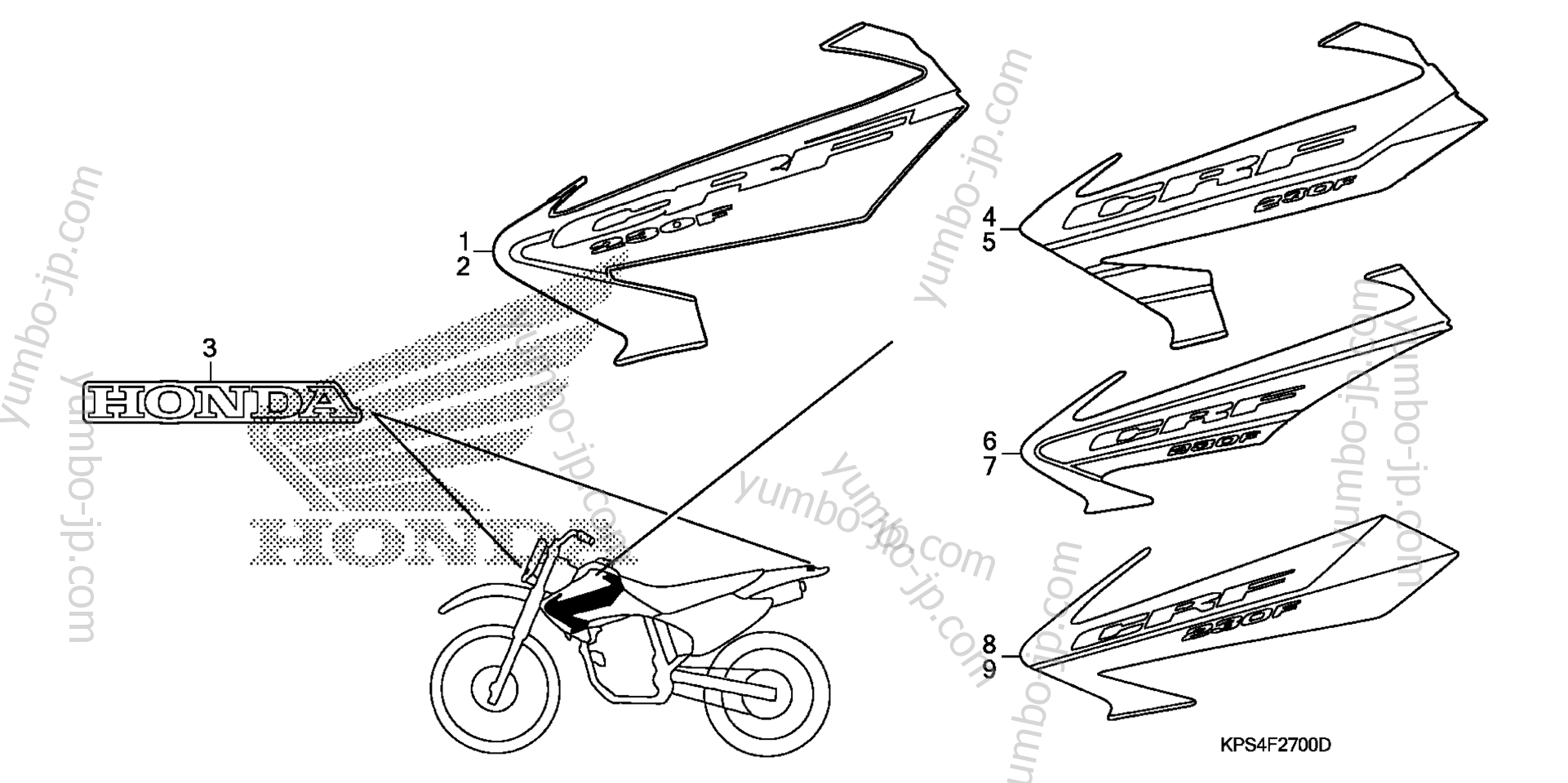 STRIPE / MARK (1) for motorcycles HONDA CRF230F A 2003 year