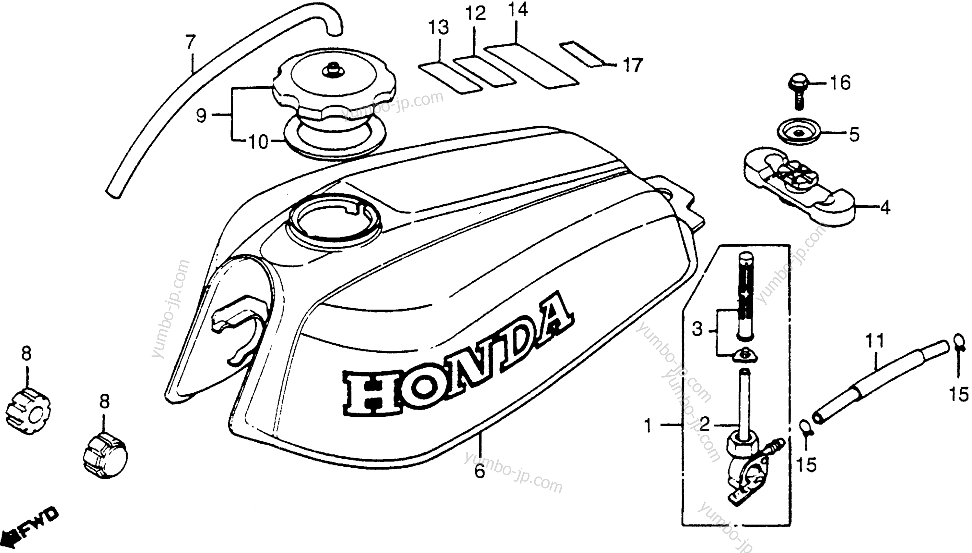 Топливный бак для мотоциклов HONDA XR185 A 1979 г.