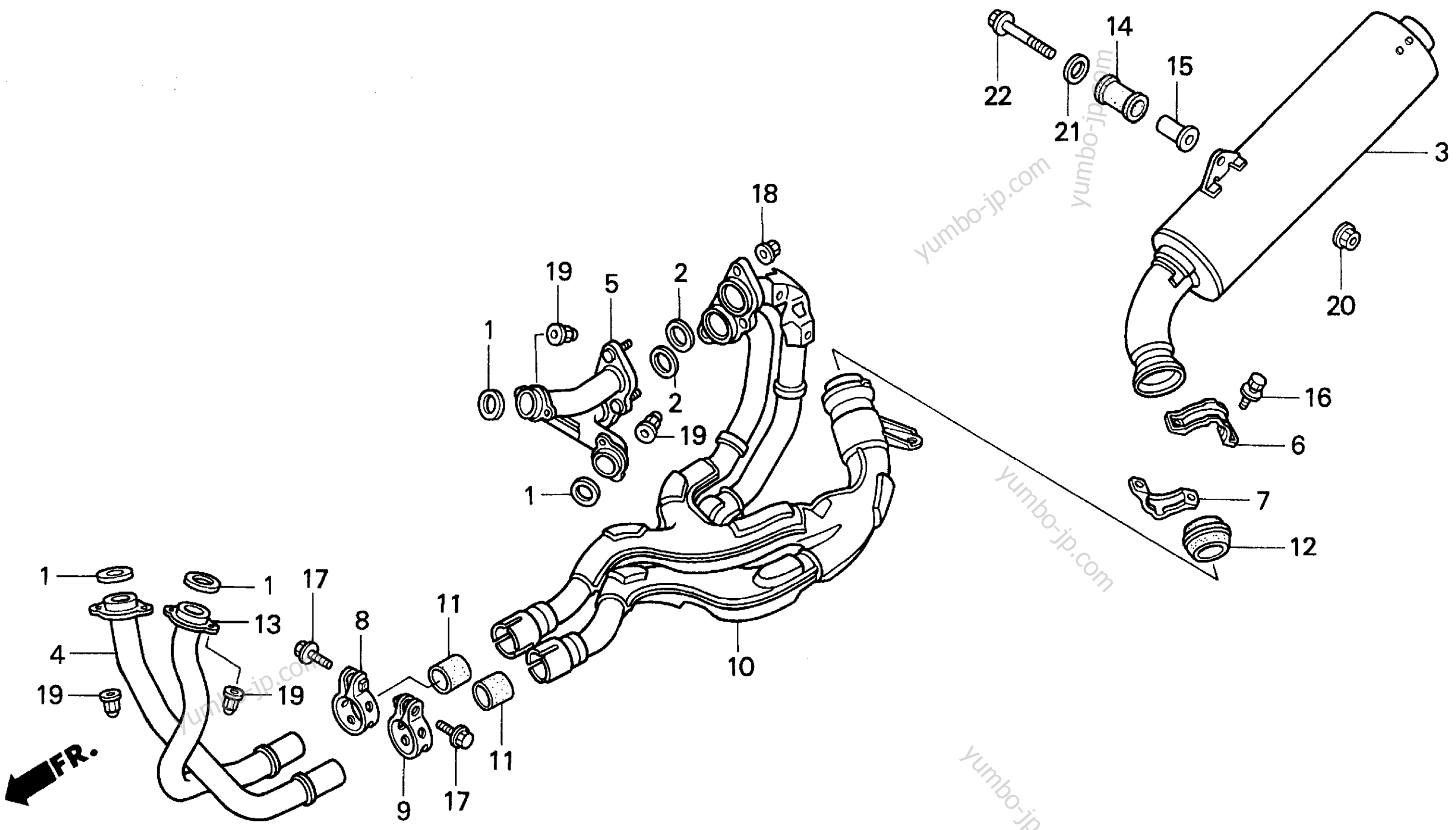 MUFFLER for motorcycles HONDA VFR750F A 1996 year