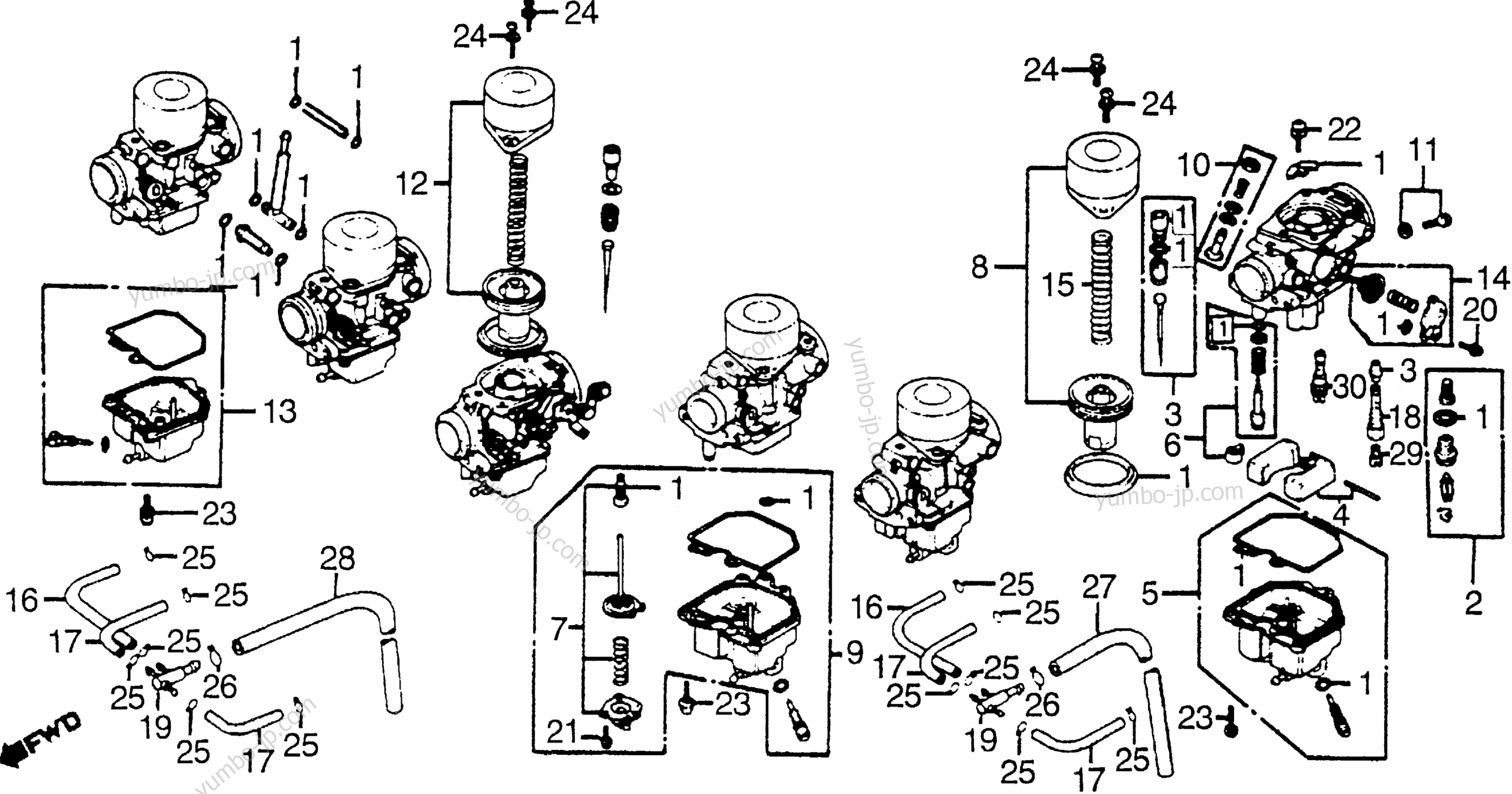 CARBURETOR COMP. PARTS for motorcycles HONDA CBX A 1981 year
