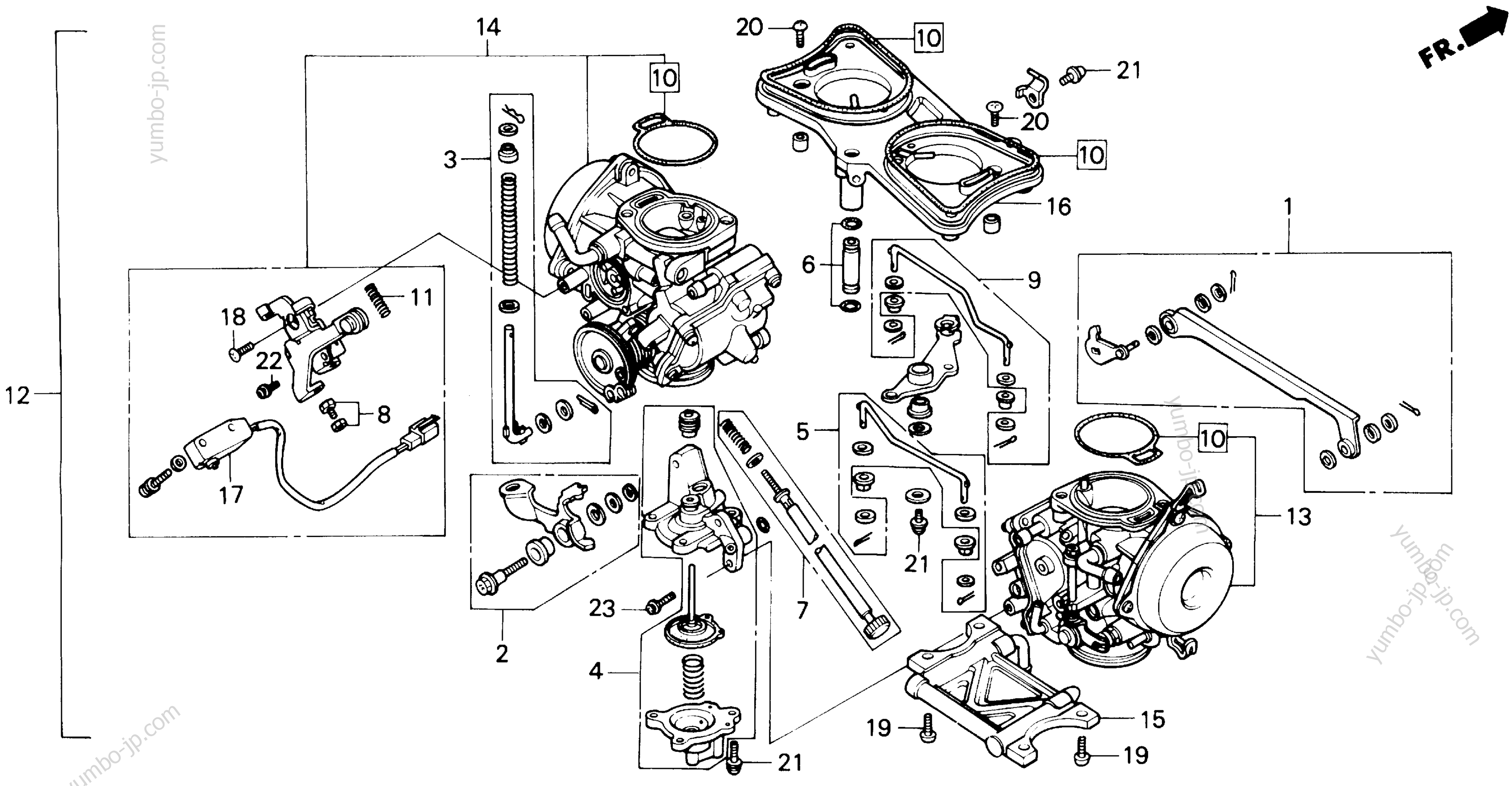 CARBURETOR (ASSEMBLY) for motorcycles HONDA GL1500 A 1988 year
