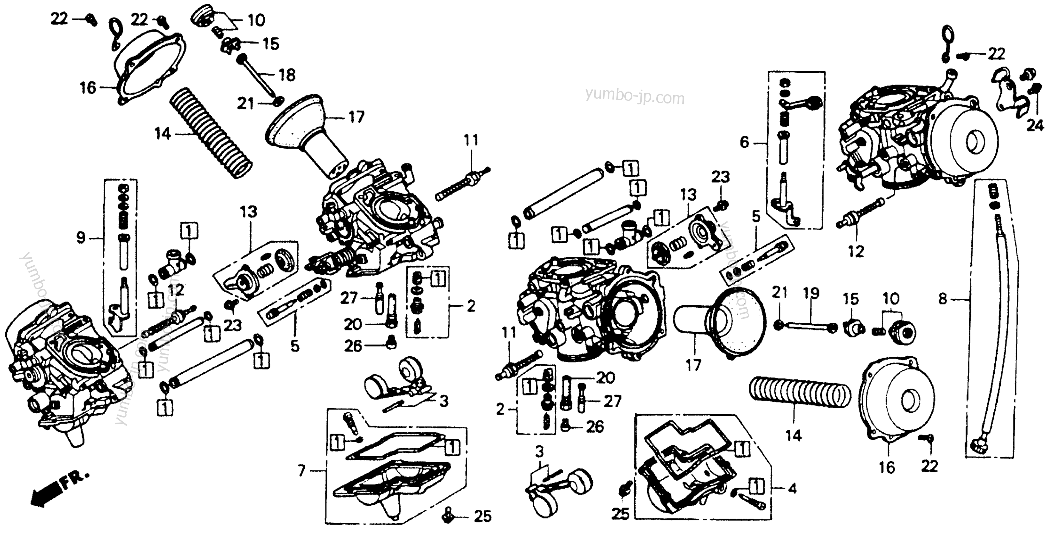 CARBURETOR (COMPONENTS) для мотоциклов HONDA ST1100 A 1992 г.