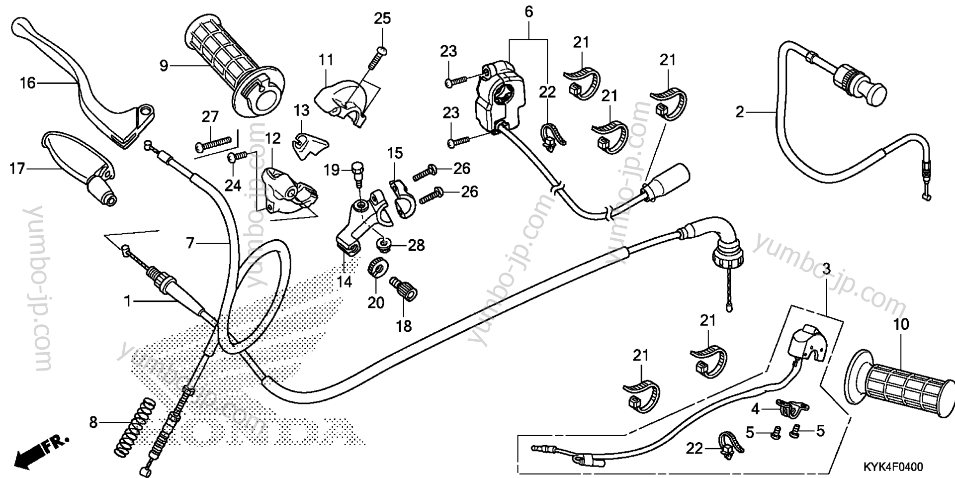 HANDLE LEVER / SWITCH / CABLE for motorcycles HONDA CRF110F AC 2013 year