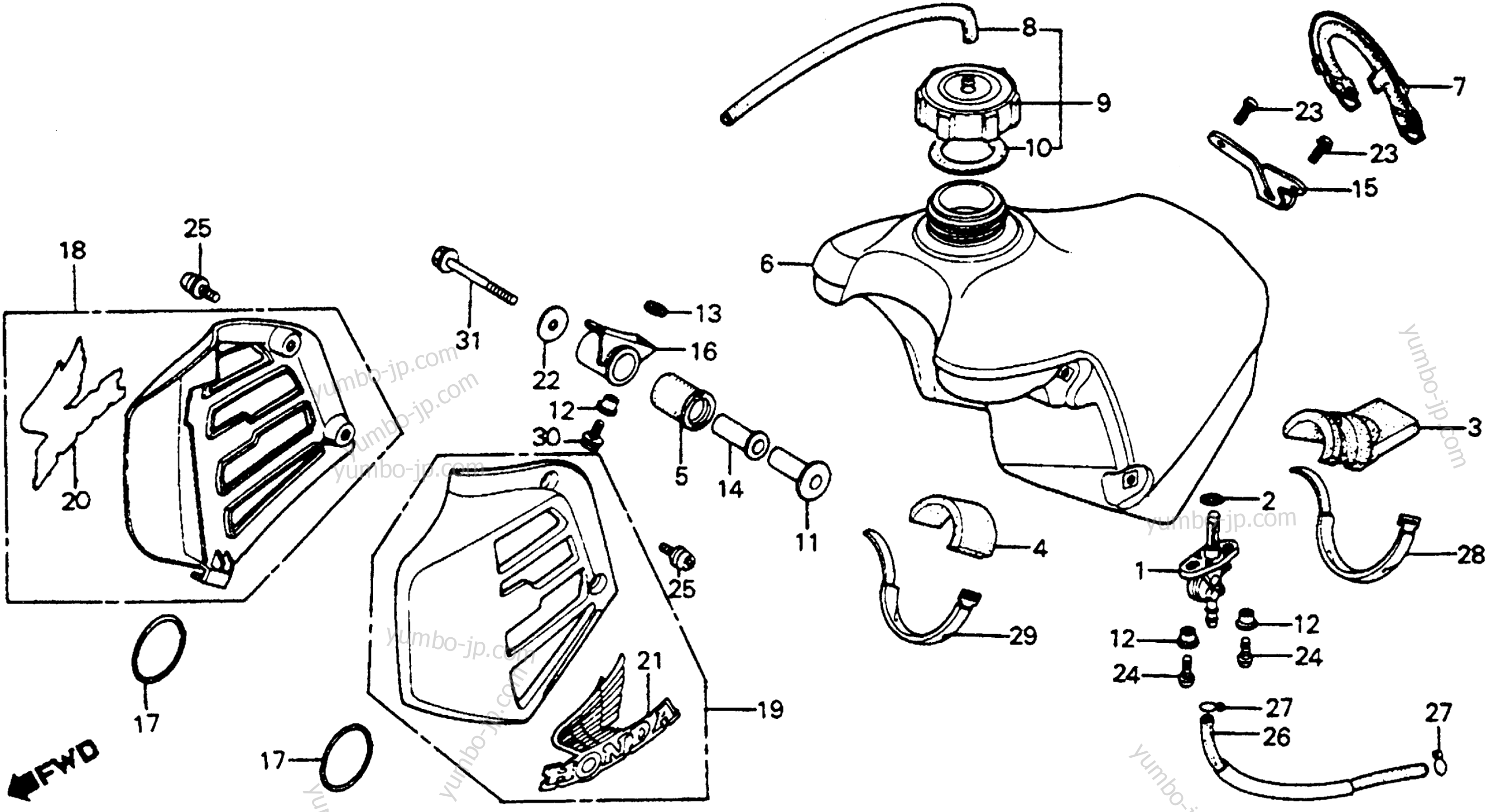 FUEL TANK / RADIATOR SHROUD для мотоциклов HONDA CR125R A 1981 г.