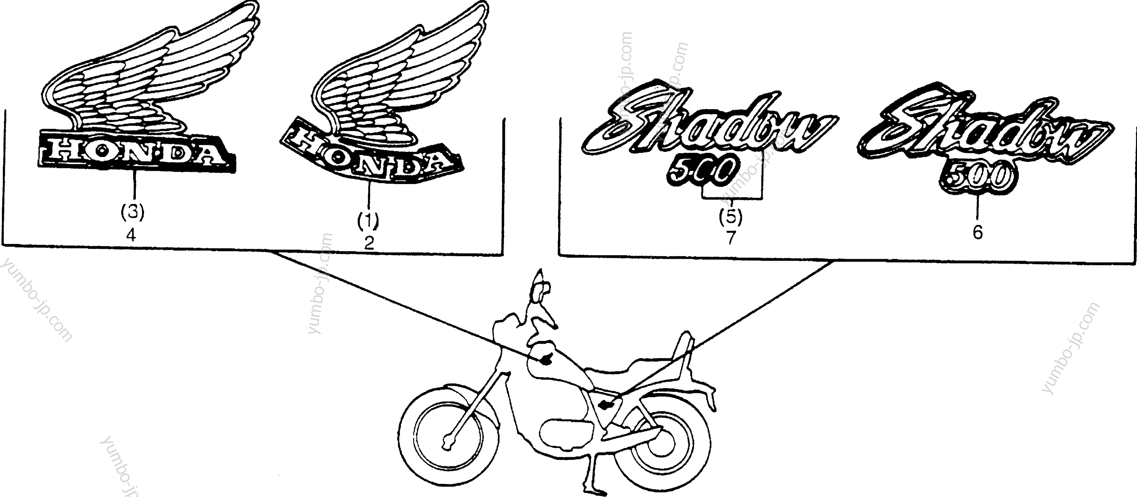 Эмблемы, наклейки для мотоциклов HONDA VT500C A 1985 г.
