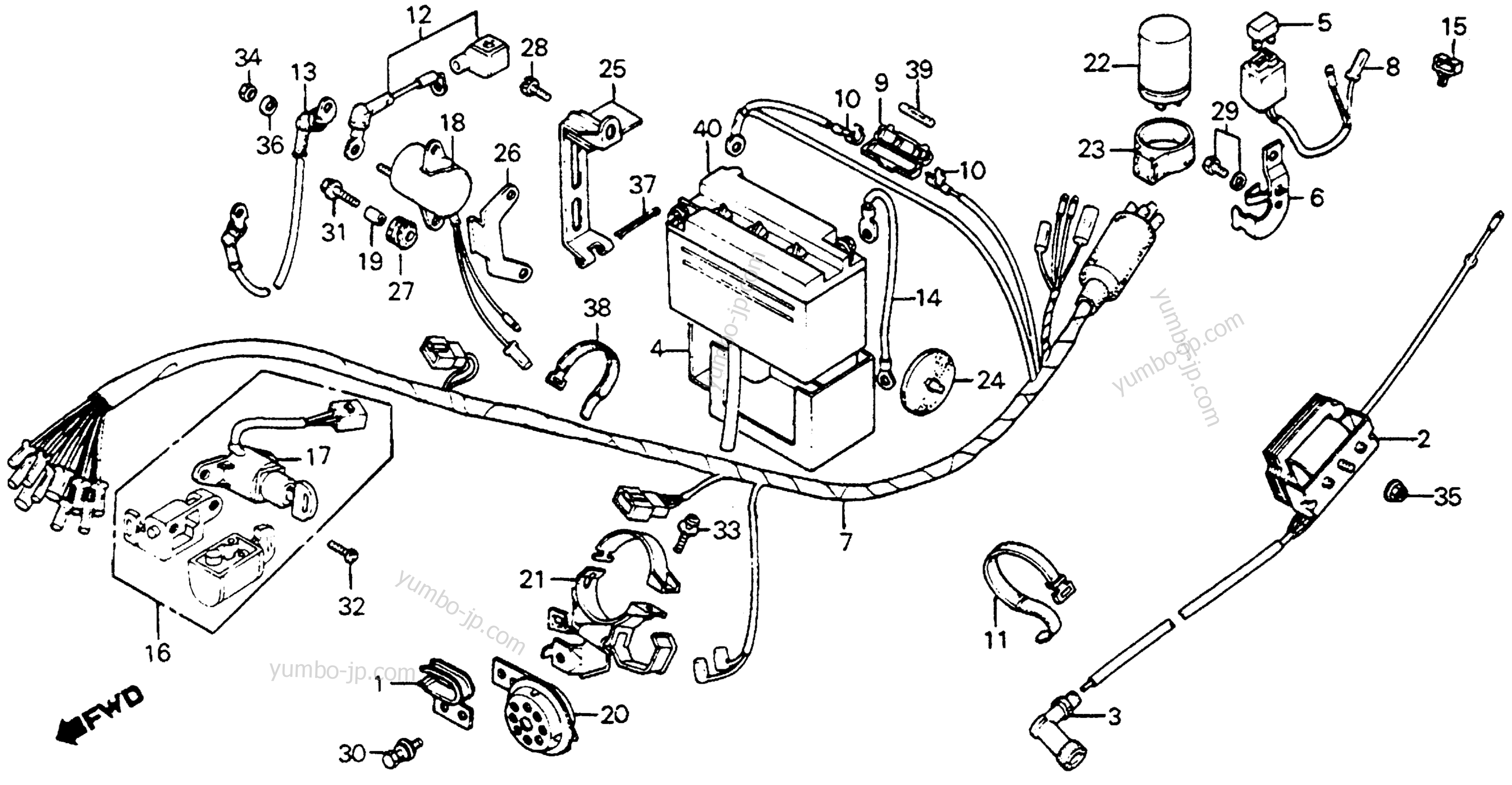 WIRE HARNESS / HORN for motorcycles HONDA C70 A 1980 year