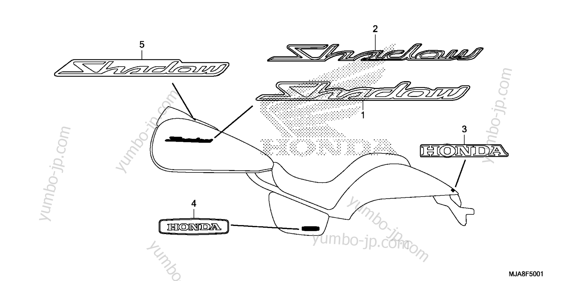 EMBLEM (2) for motorcycles HONDA VT750C2S AC 2014 year