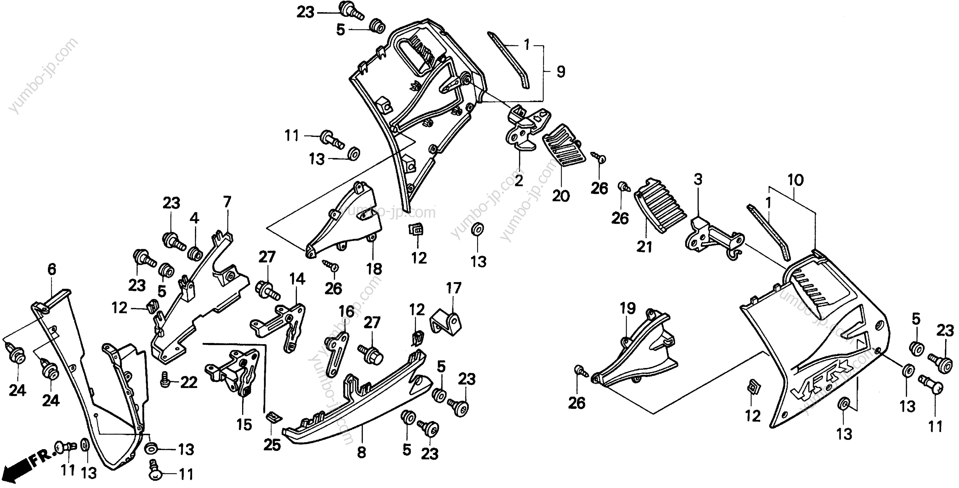 LOWER COWL for motorcycles HONDA VFR750F A 1997 year