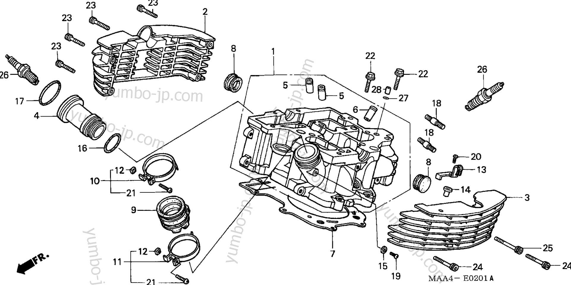 CYLINDER HEAD (RR.) for motorcycles HONDA VT1100C AC 1999 year