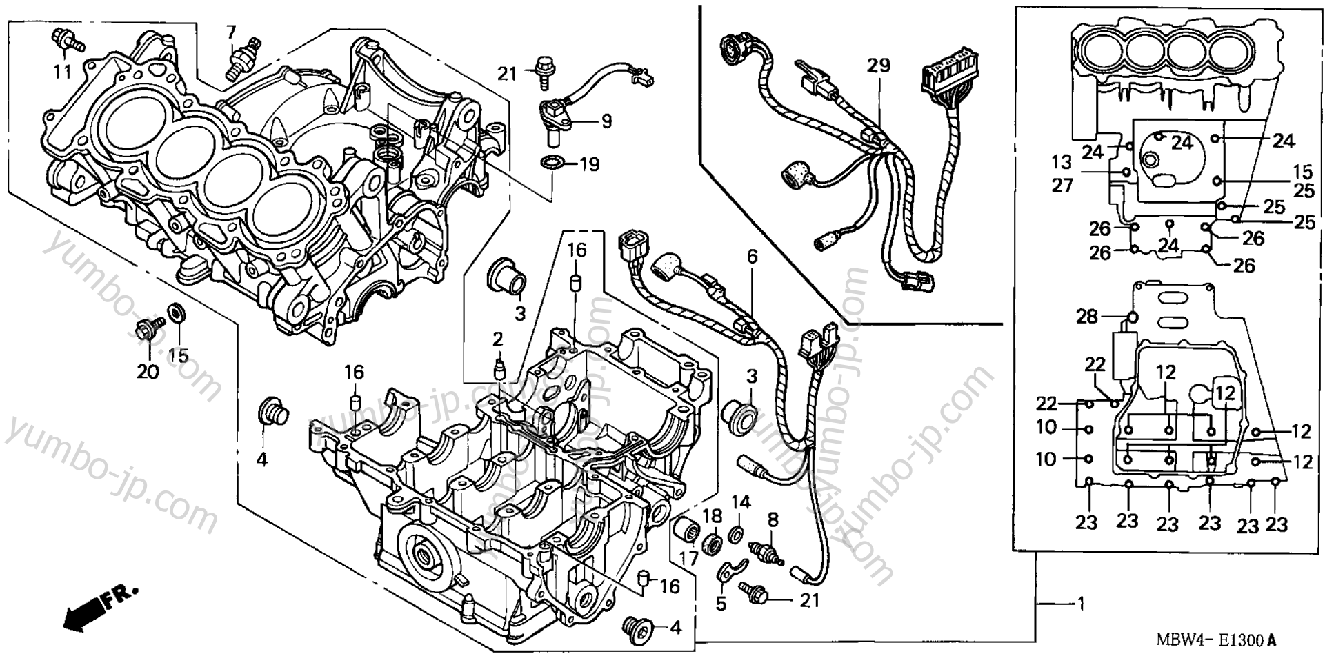 CRANKCASE for motorcycles HONDA CBR600F4 A 2000 year