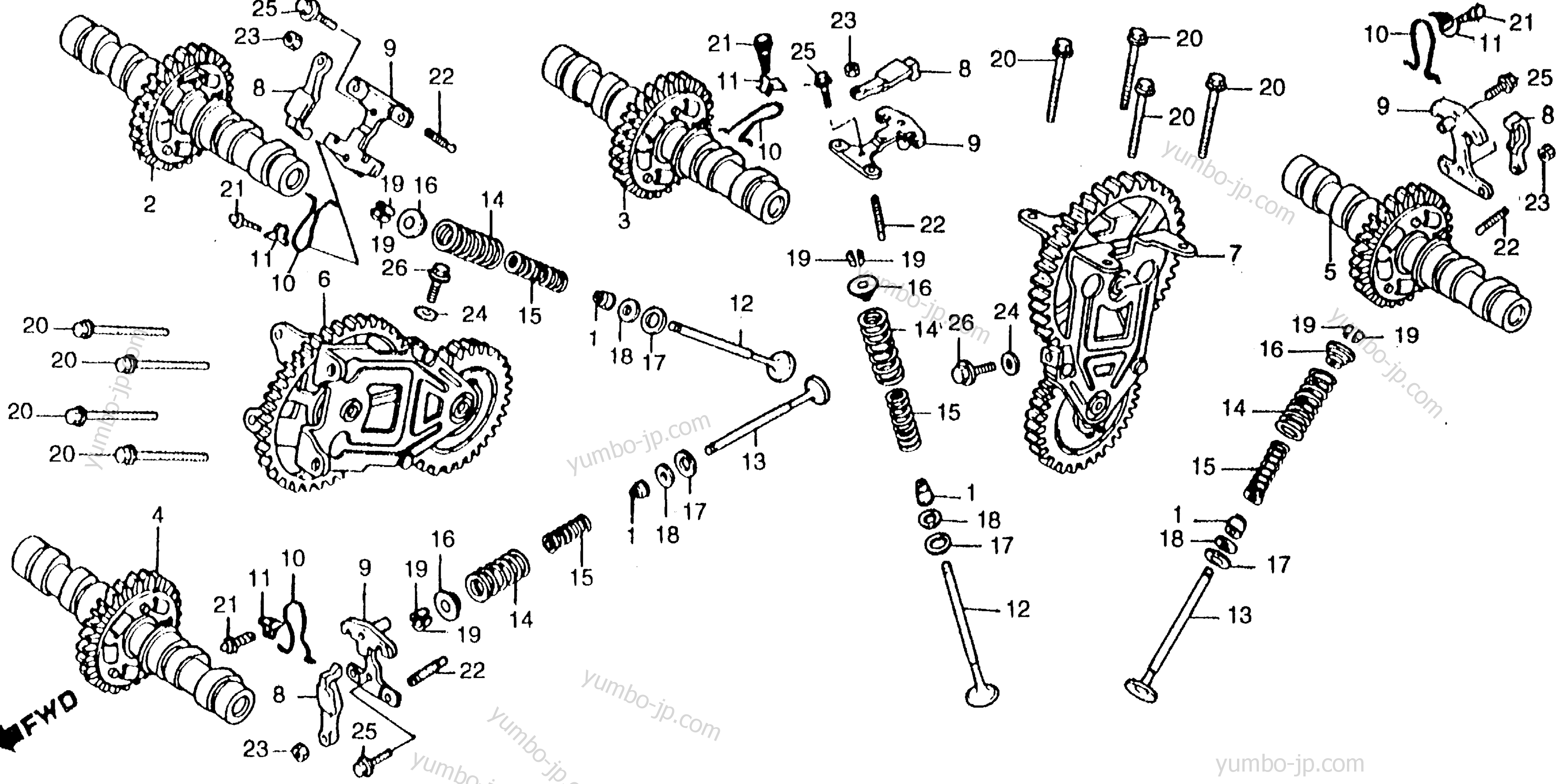 CAMSHAFT / VALVE for motorcycles HONDA VFR750F A 1986 year