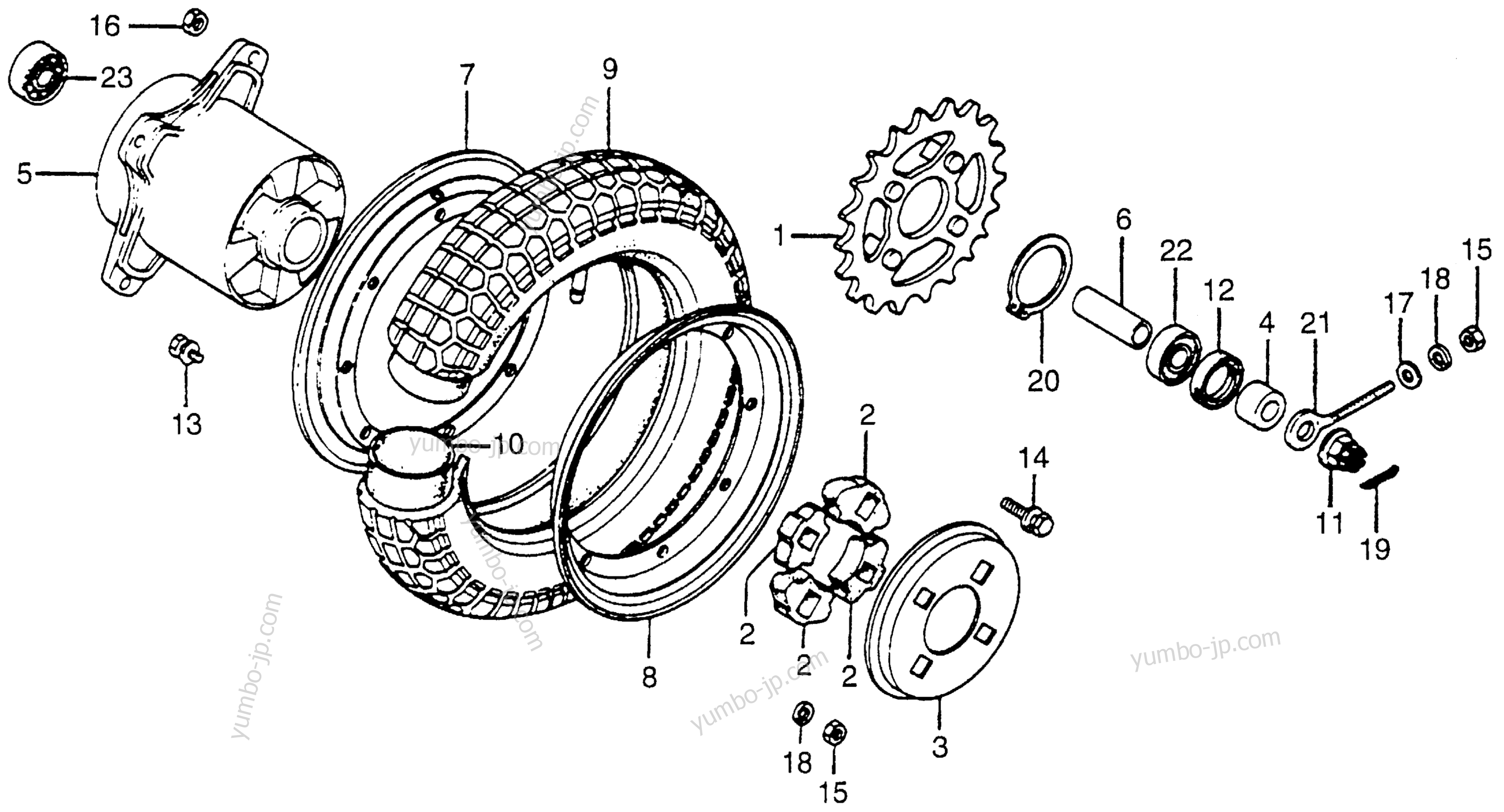 REAR WHEEL for motorcycles HONDA CT70 A 1980 year