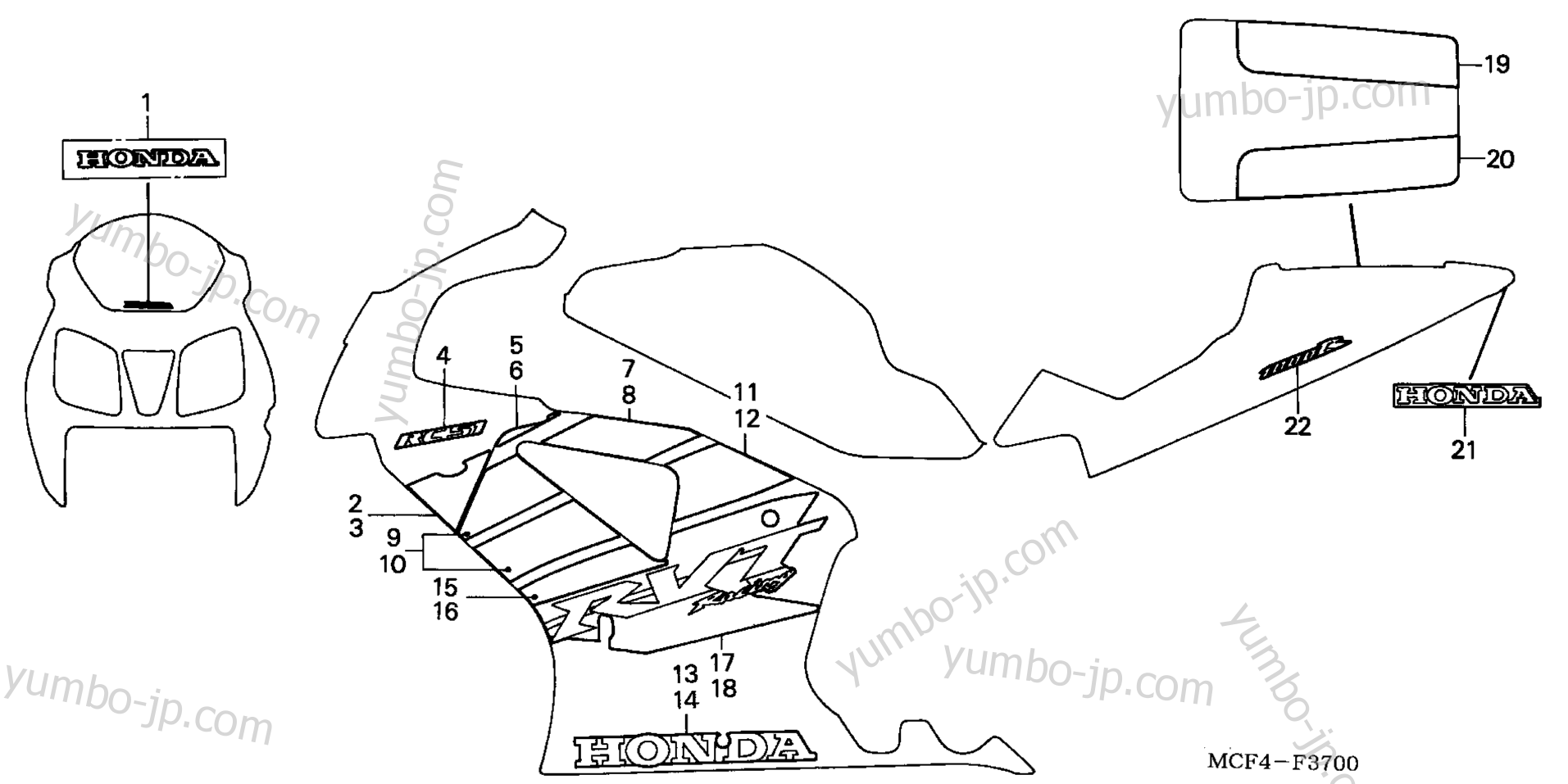 MARK / STRIPES ('00-'02) для мотоциклов HONDA RVT1000R AC 2002 г.