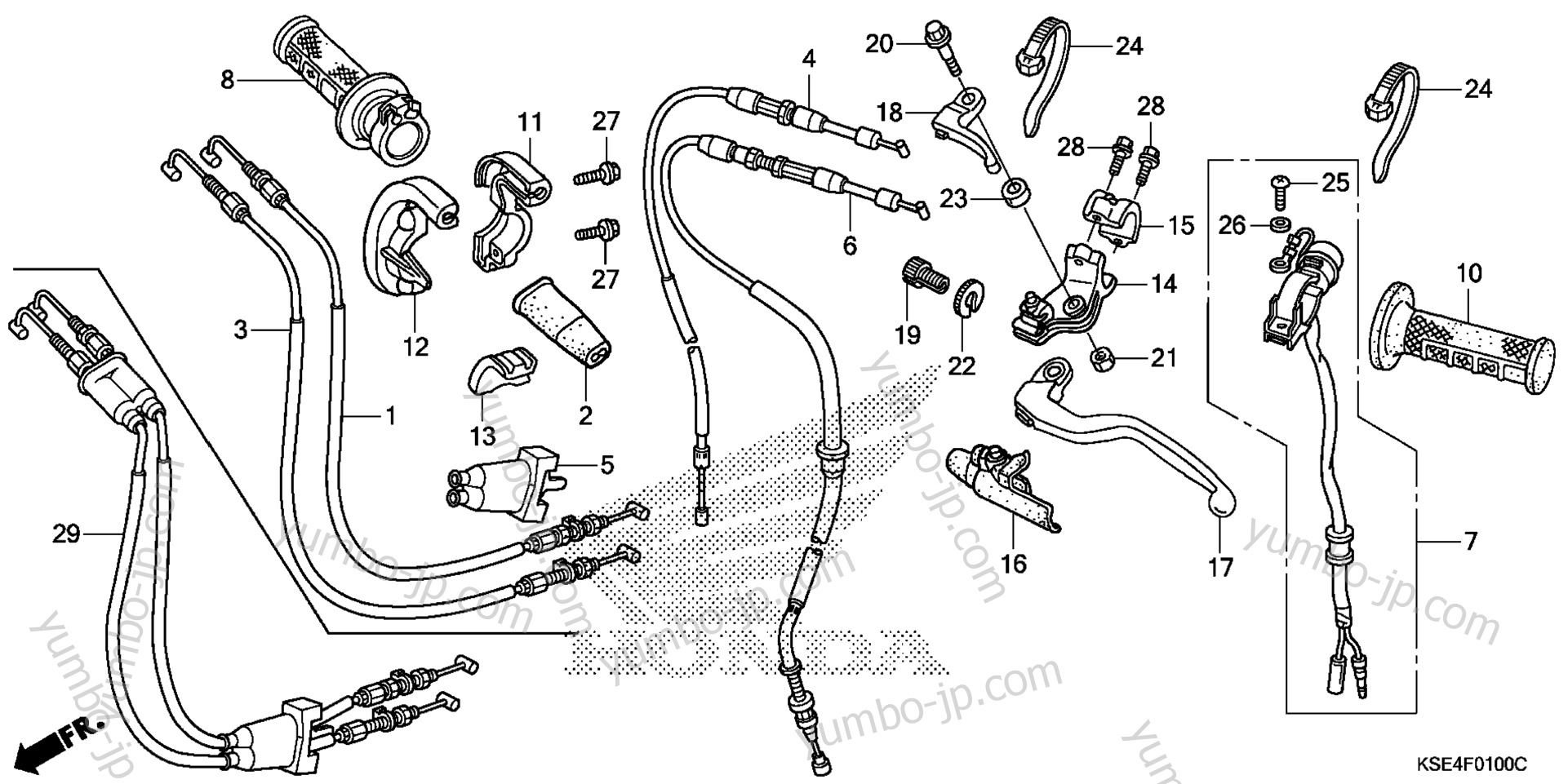 HANDLE LEVER / SWITCH / CABLE для мотоциклов HONDA CRF150RB A 2012 г.