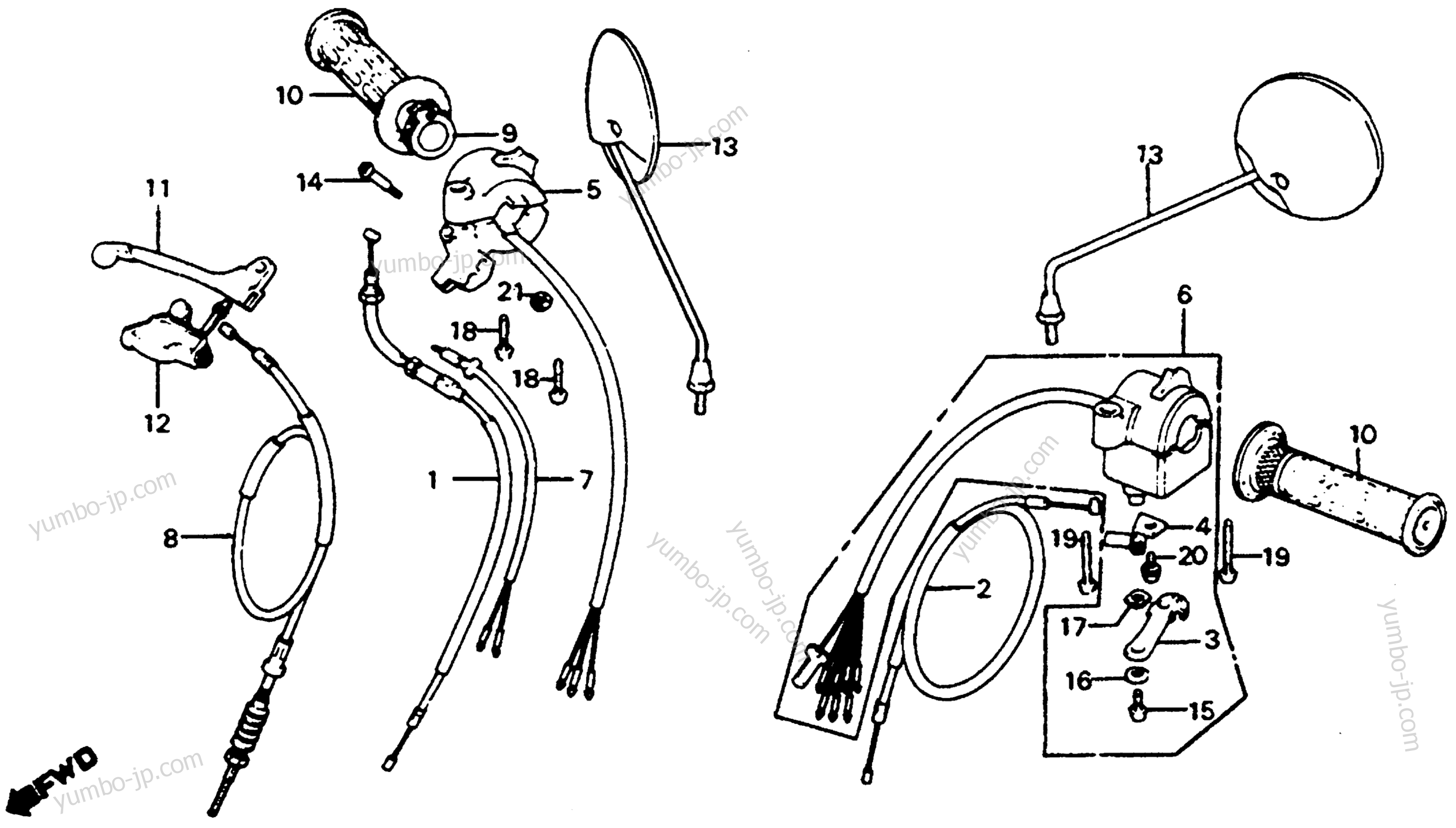 CONTROL LEVERS / SWITCHES / CABLES для мотоциклов HONDA C70 A 1982 г.