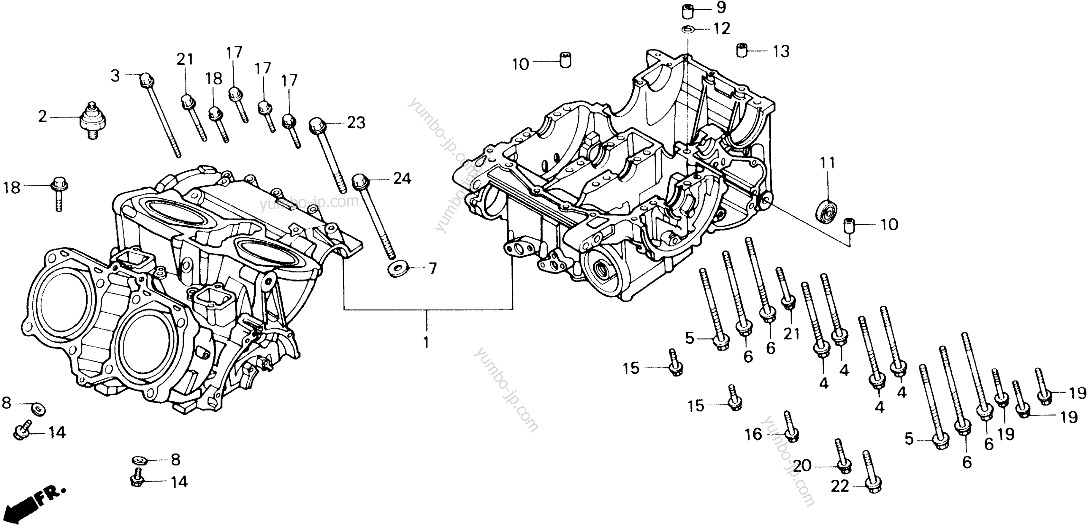 CRANKCASE for motorcycles HONDA VFR700F2 A 1987 year