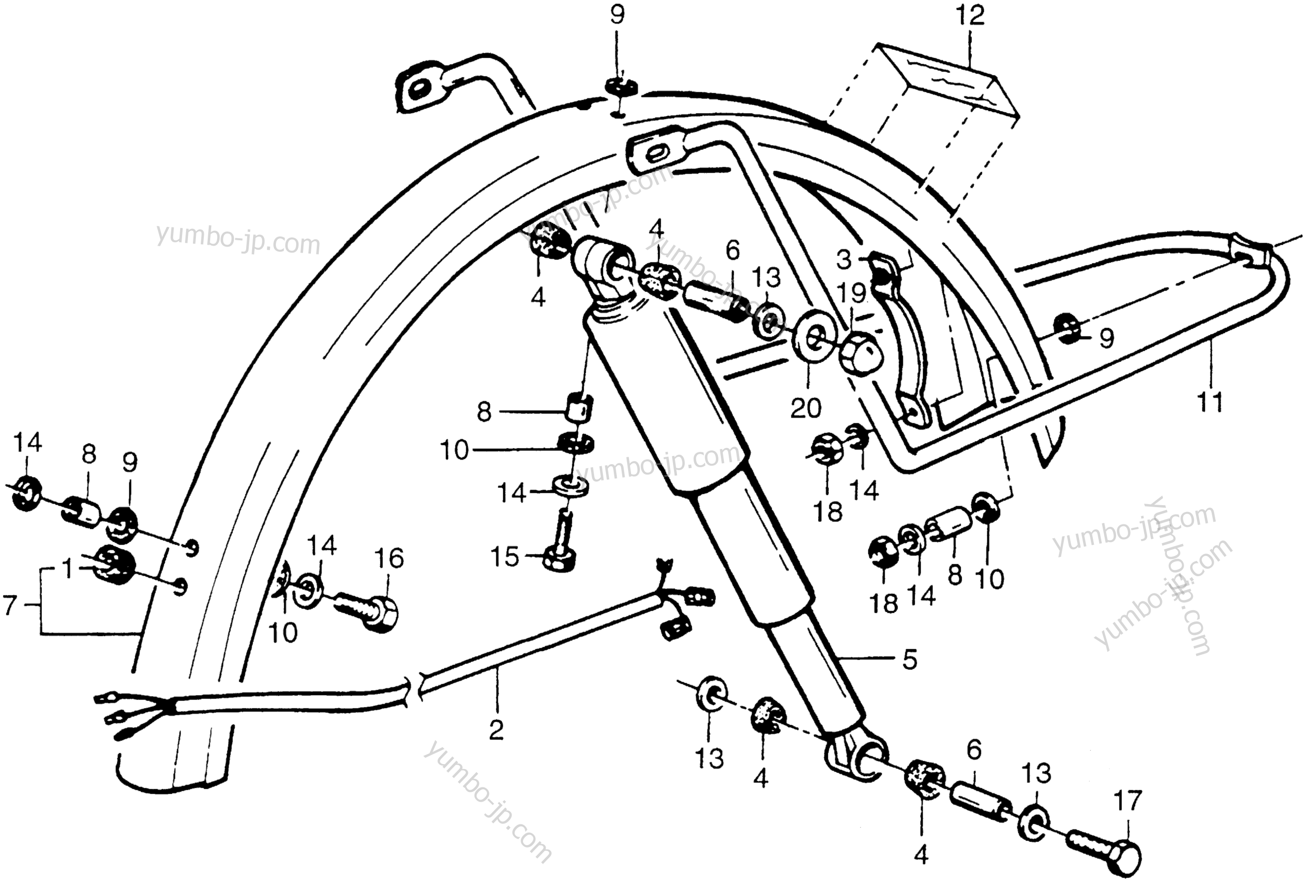 REAR FENDER / SHOCK ABSORBER for motorcycles HONDA PA50II A 1979 year