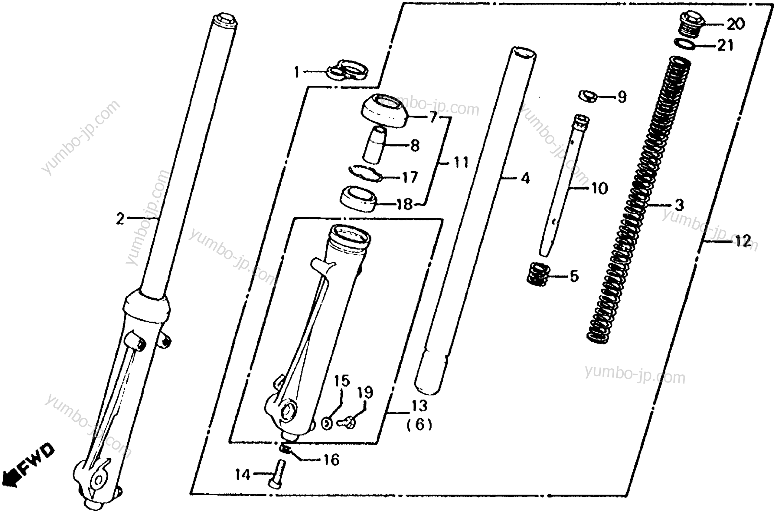FRONT SHOCK ABSORBER for motorcycles HONDA XL100S A 1979 year