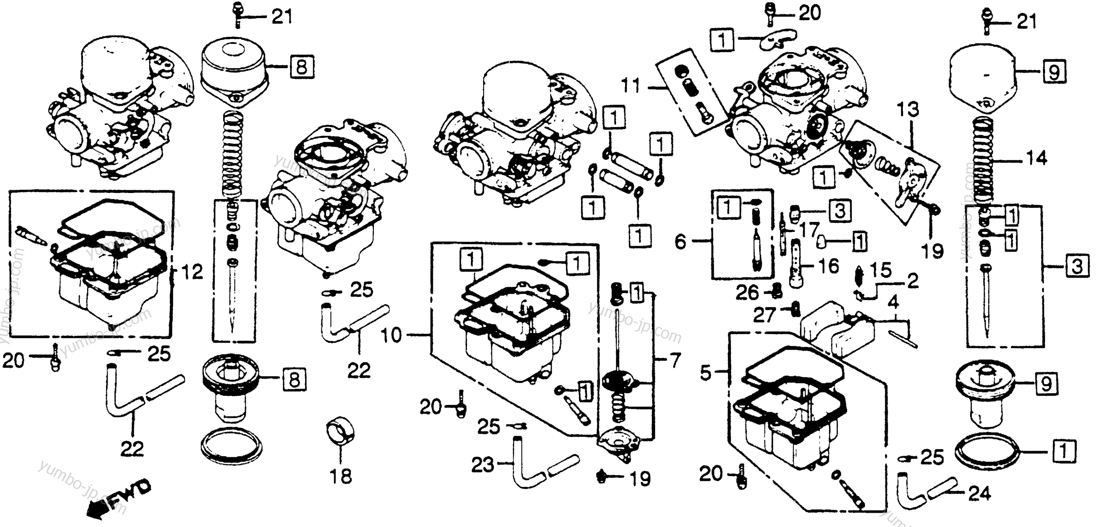 CARB. COMPONENT PARTS для мотоциклов HONDA CB750K A 1982 г.