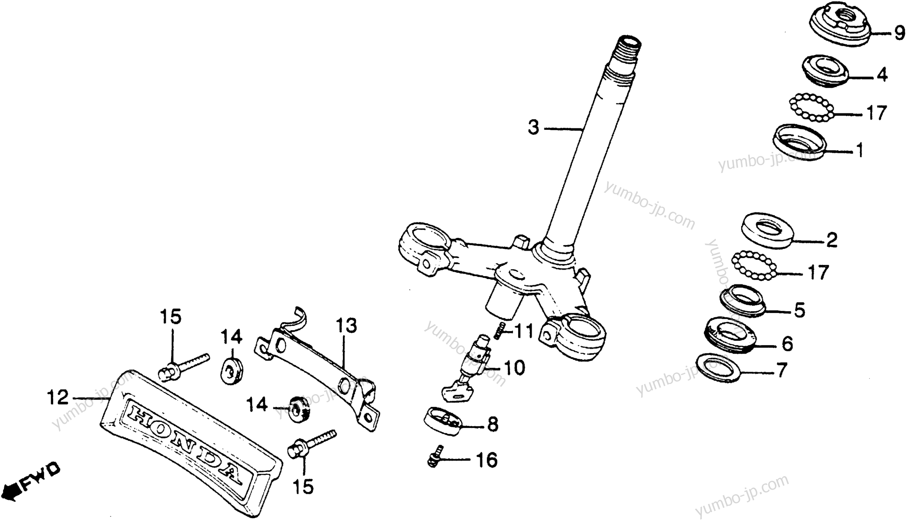 STEERING STEM for motorcycles HONDA CM450A A 1982 year