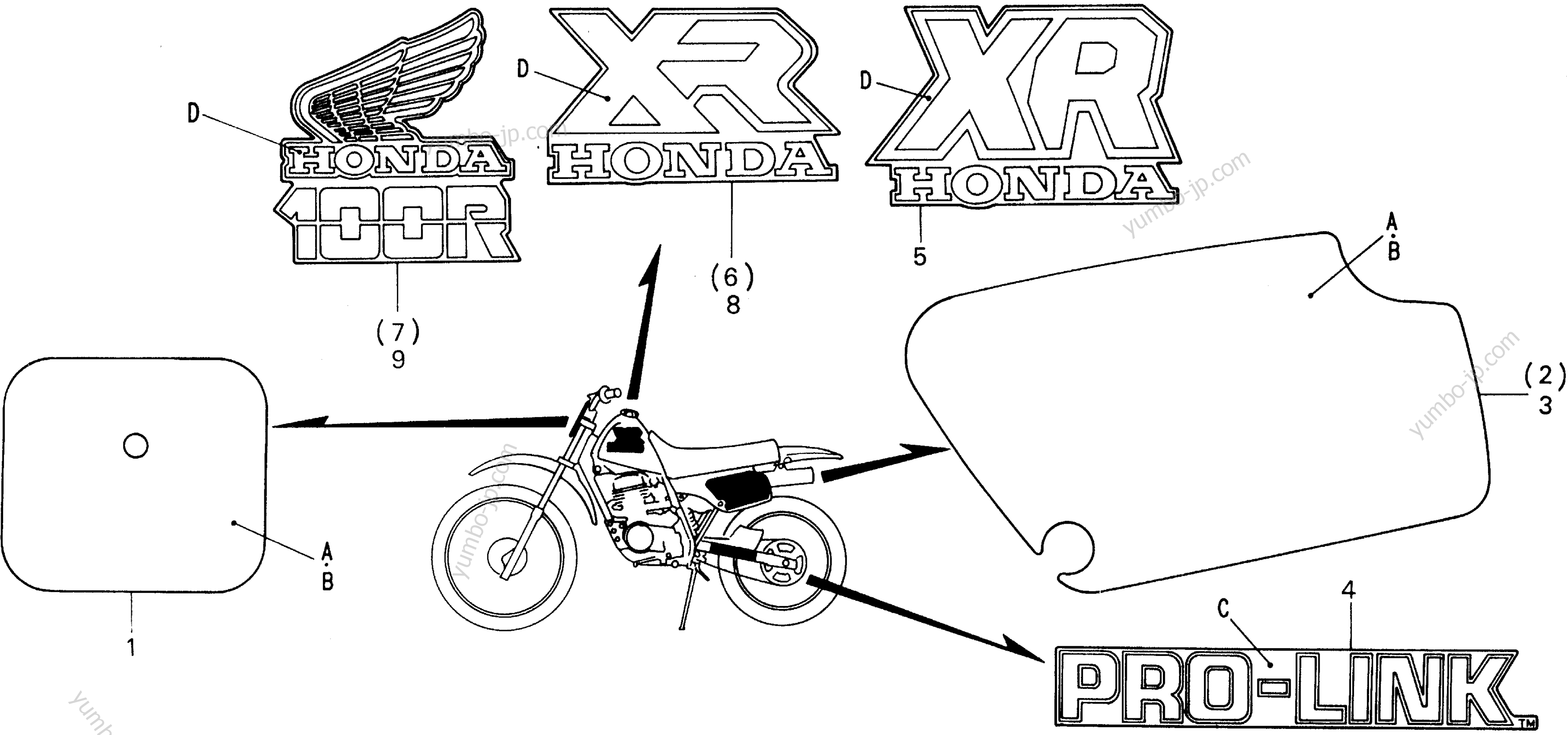 MARK for motorcycles HONDA XR100R A 1986 year