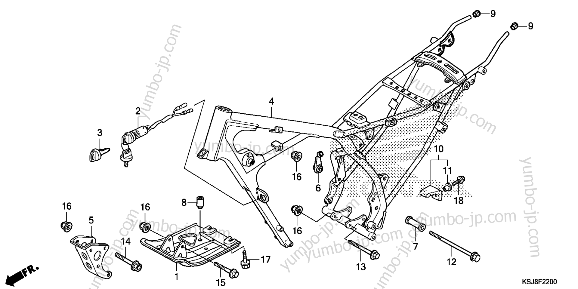 FRAME for motorcycles HONDA CRF100F AC 2012 year
