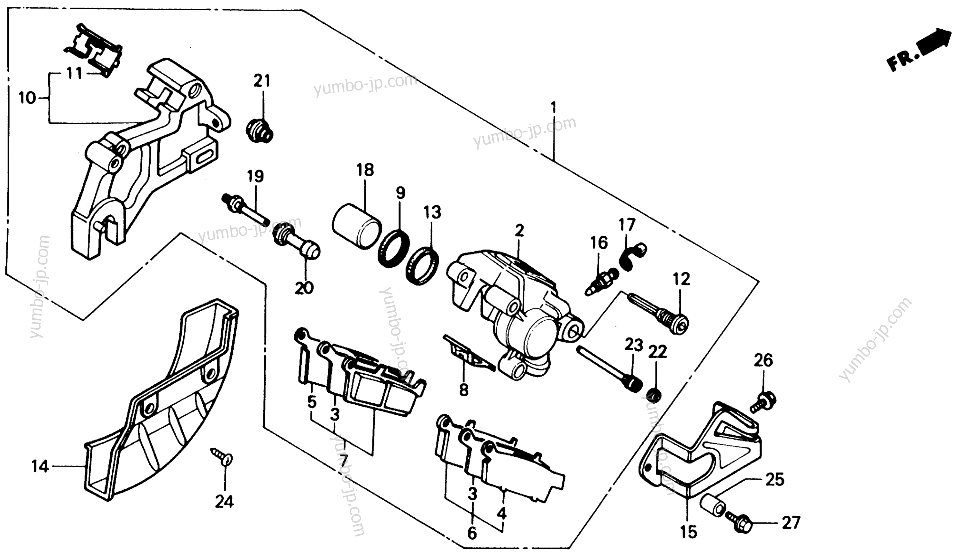 REAR BRAKE CALIPER для мотоциклов HONDA XR250R A 1990 г.