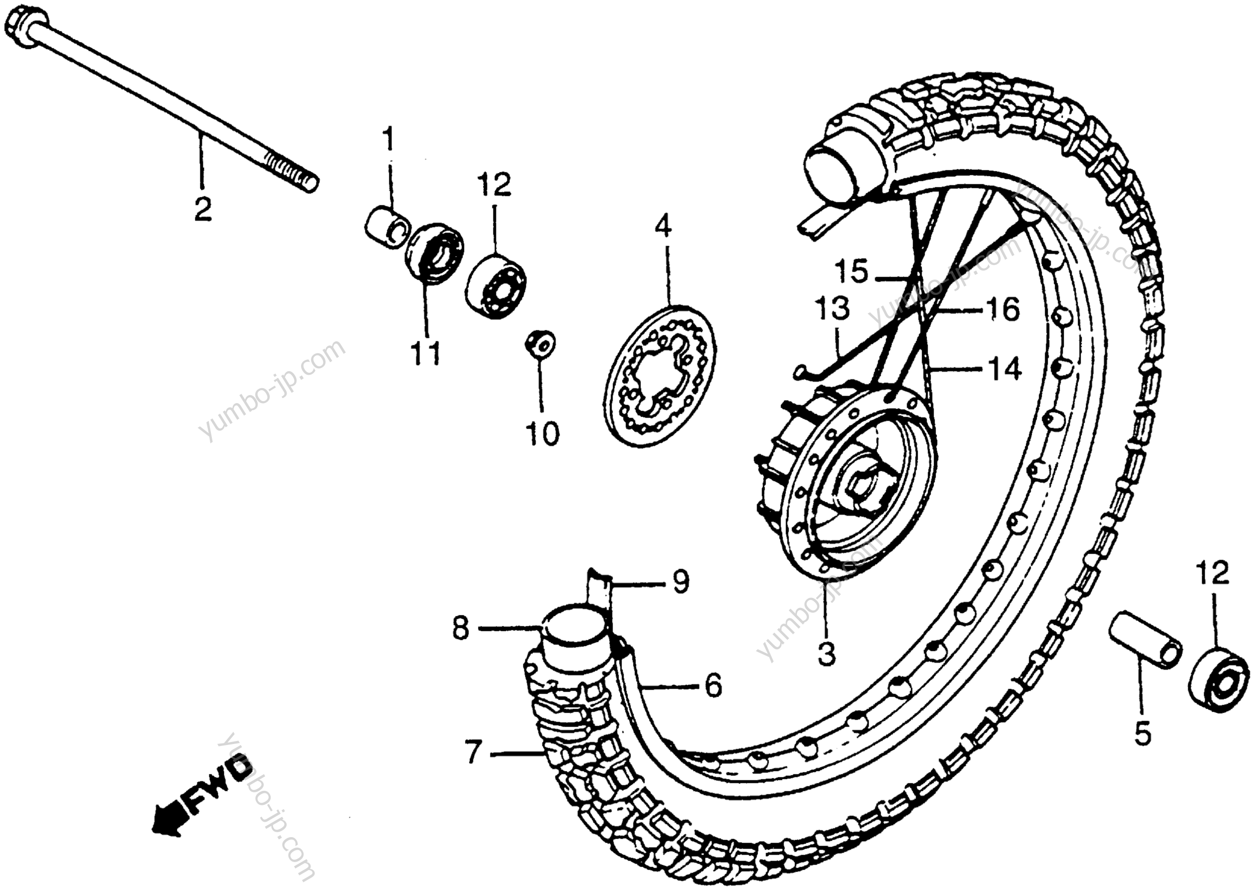 FRONT WHEEL for motorcycles HONDA XR100 A 1983 year