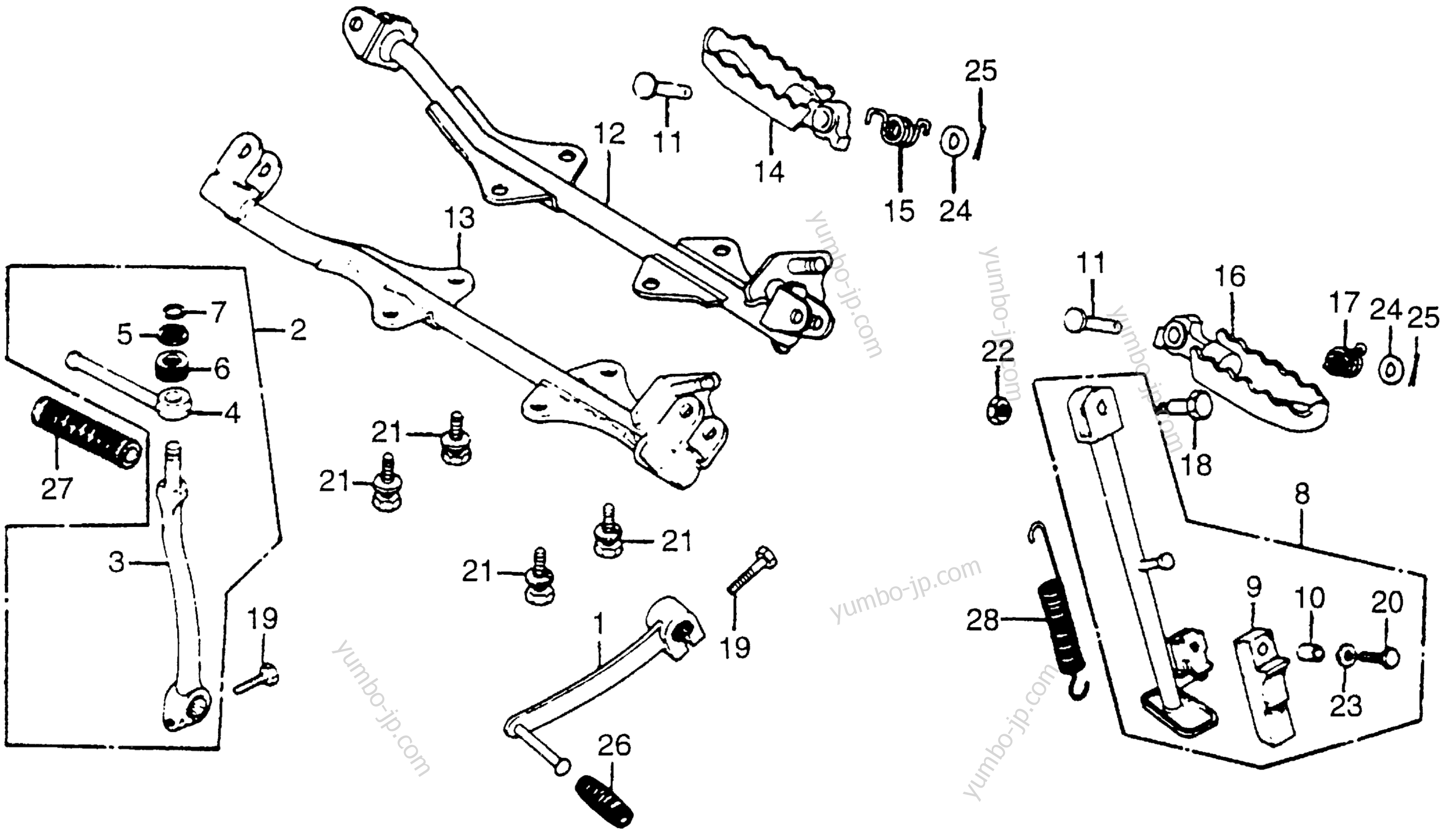 GEARSHIFT PEDAL / FOOTPEGS / SIDE STAND for motorcycles HONDA CT70 A 1982 year