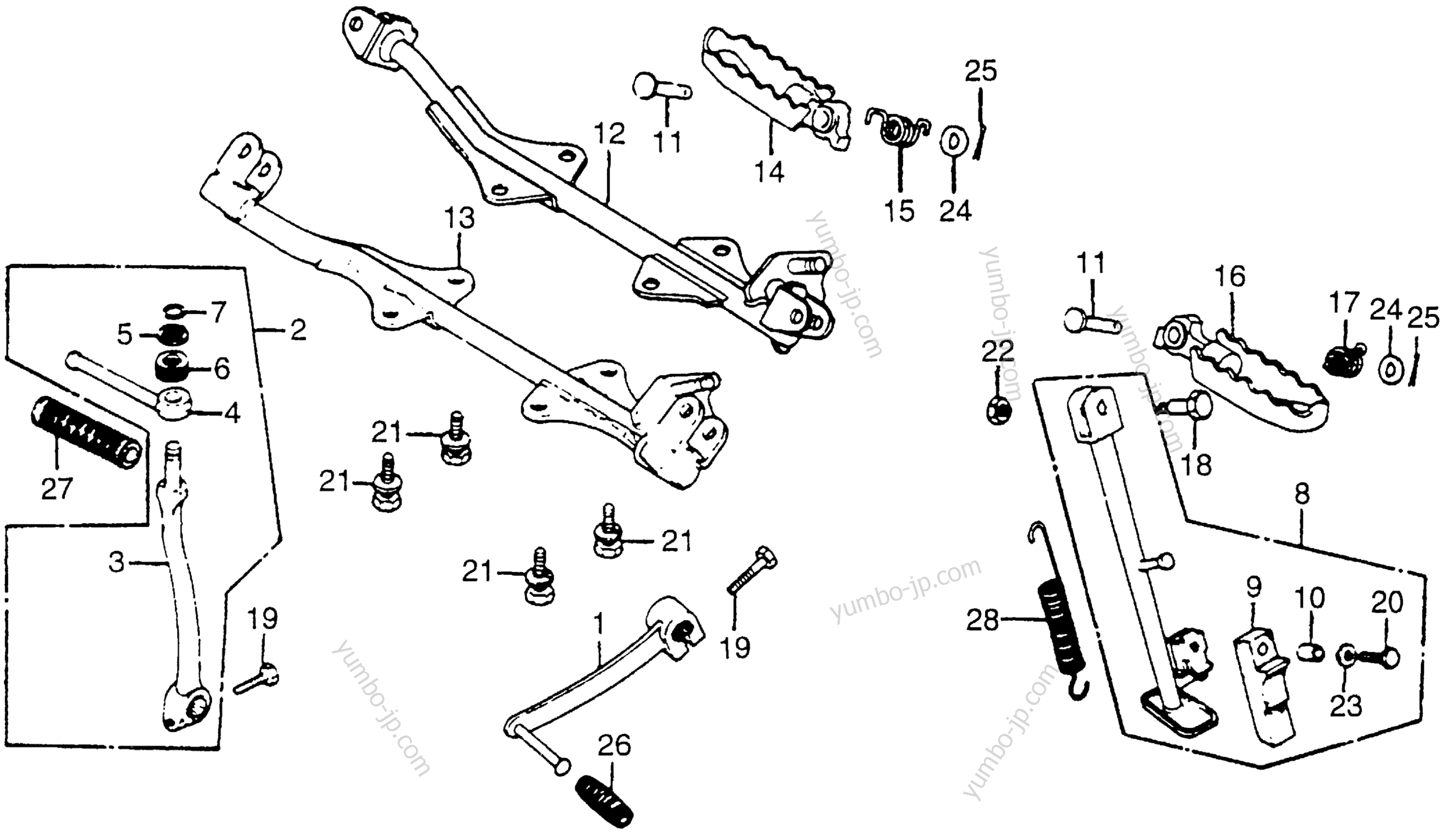 GEARSHIFT PEDAL / FOOTPEGS / SIDE STAND для мотоциклов HONDA CT70 A 1981 г.