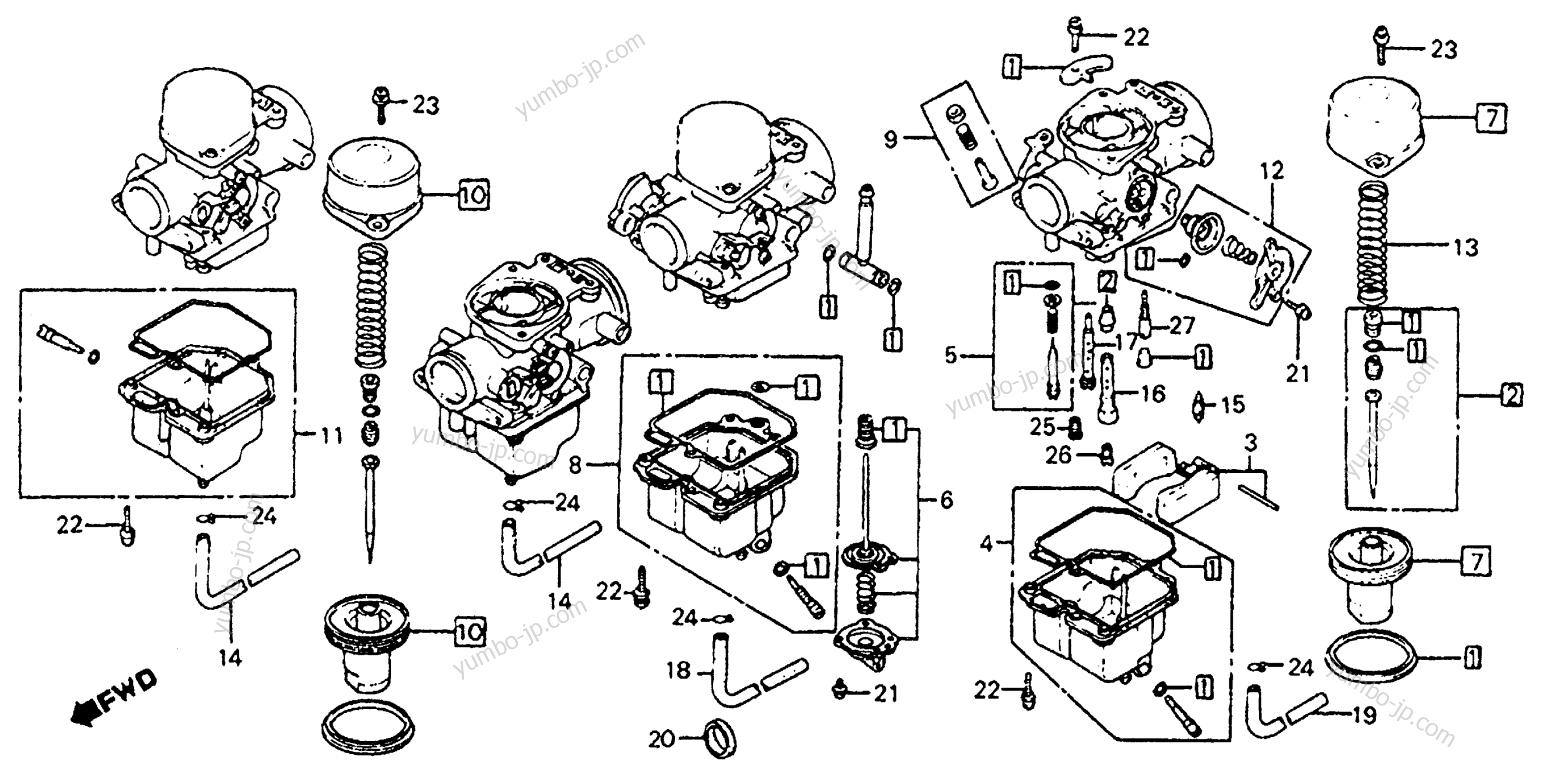 CARBURETOR (COMPONENT PARTS) для мотоциклов HONDA CB750SC A 1982 г.