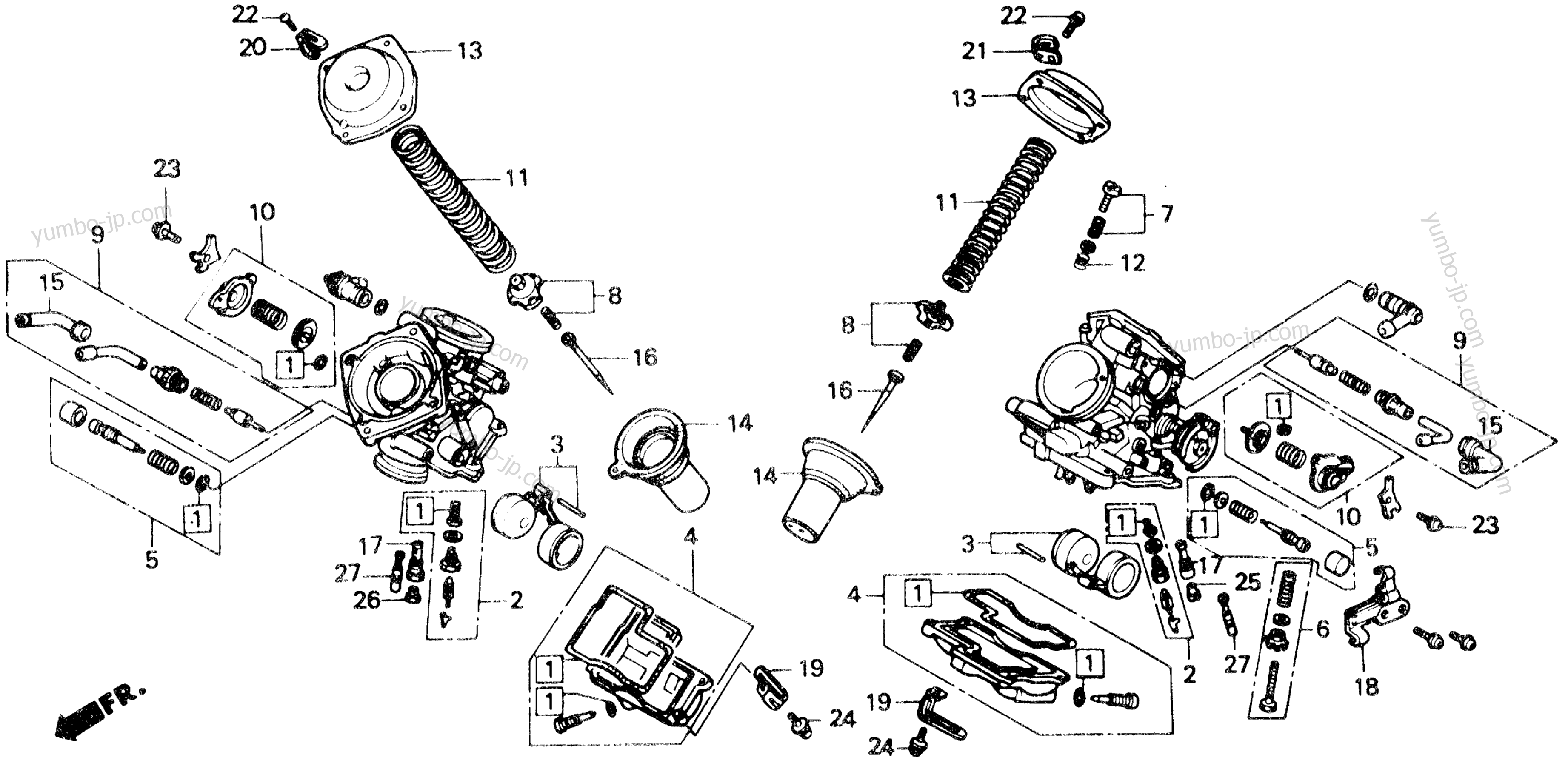 CARBURETOR (COMPONENTS) для мотоциклов HONDA NT650 A 1989 г.