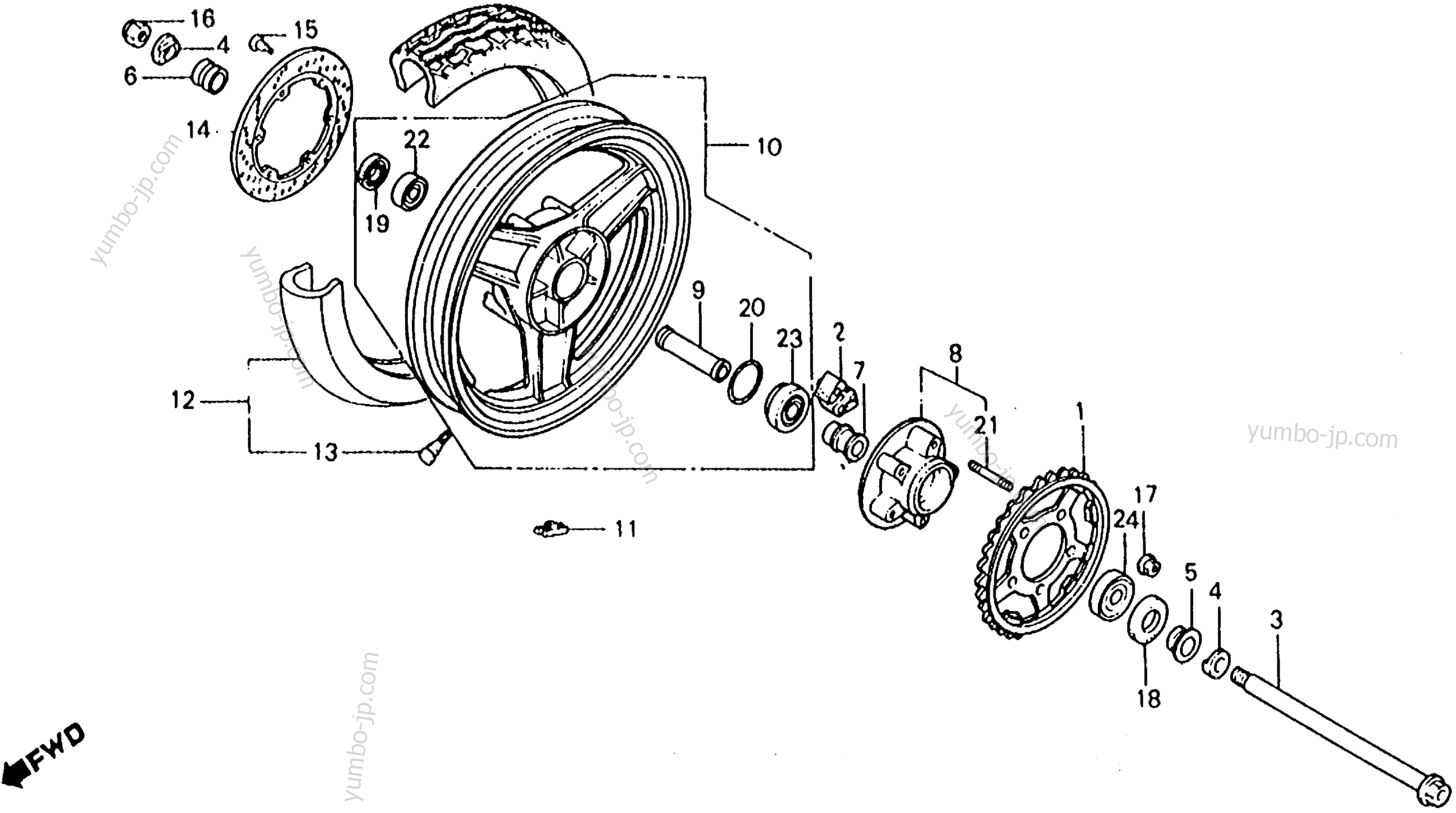 REAR WHEEL for motorcycles HONDA VFR750F AC 1986 year