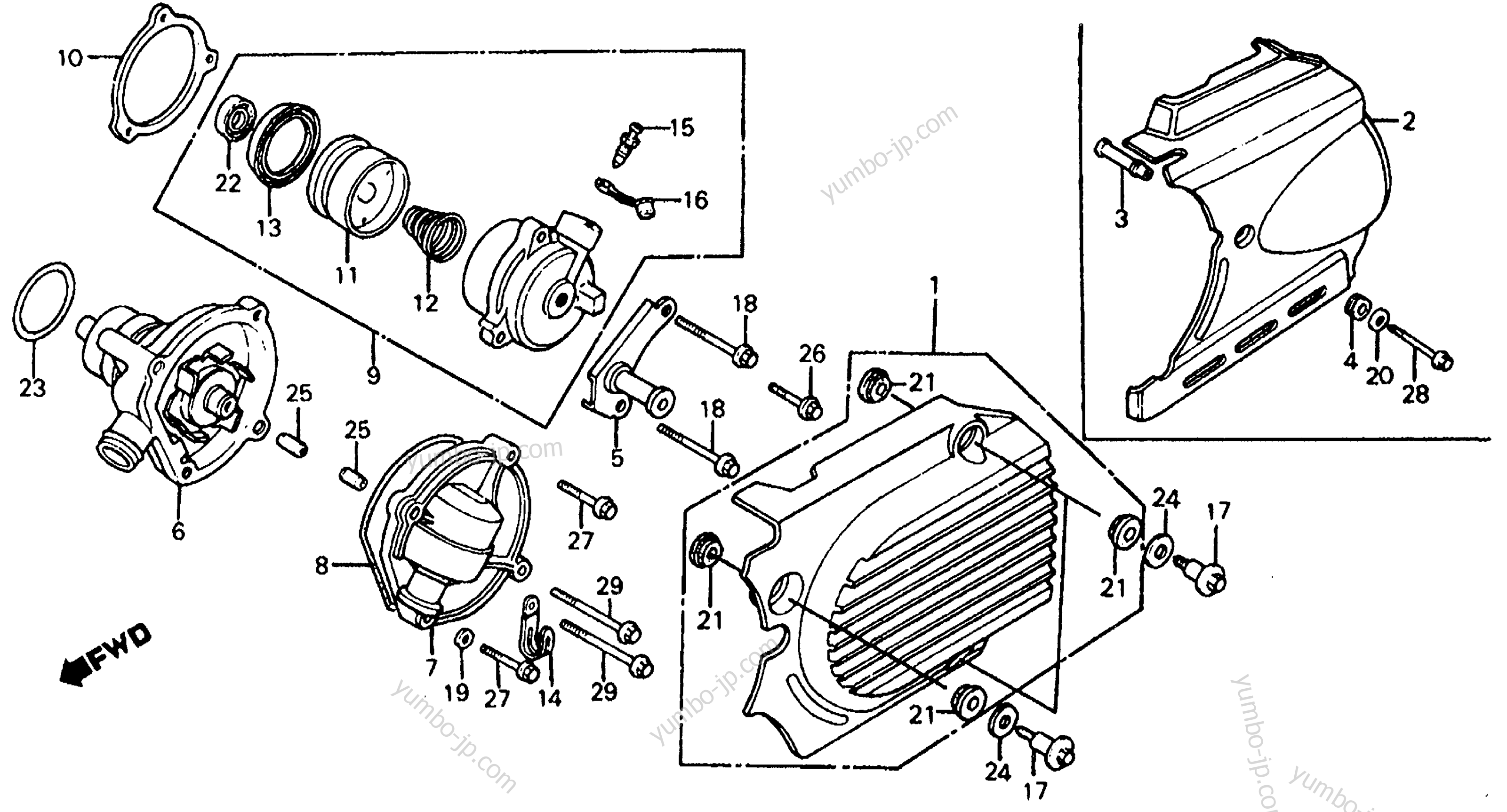 LEFT CRANKCASE COVER / WATER PUMP for motorcycles HONDA VF700C AC 1985 year