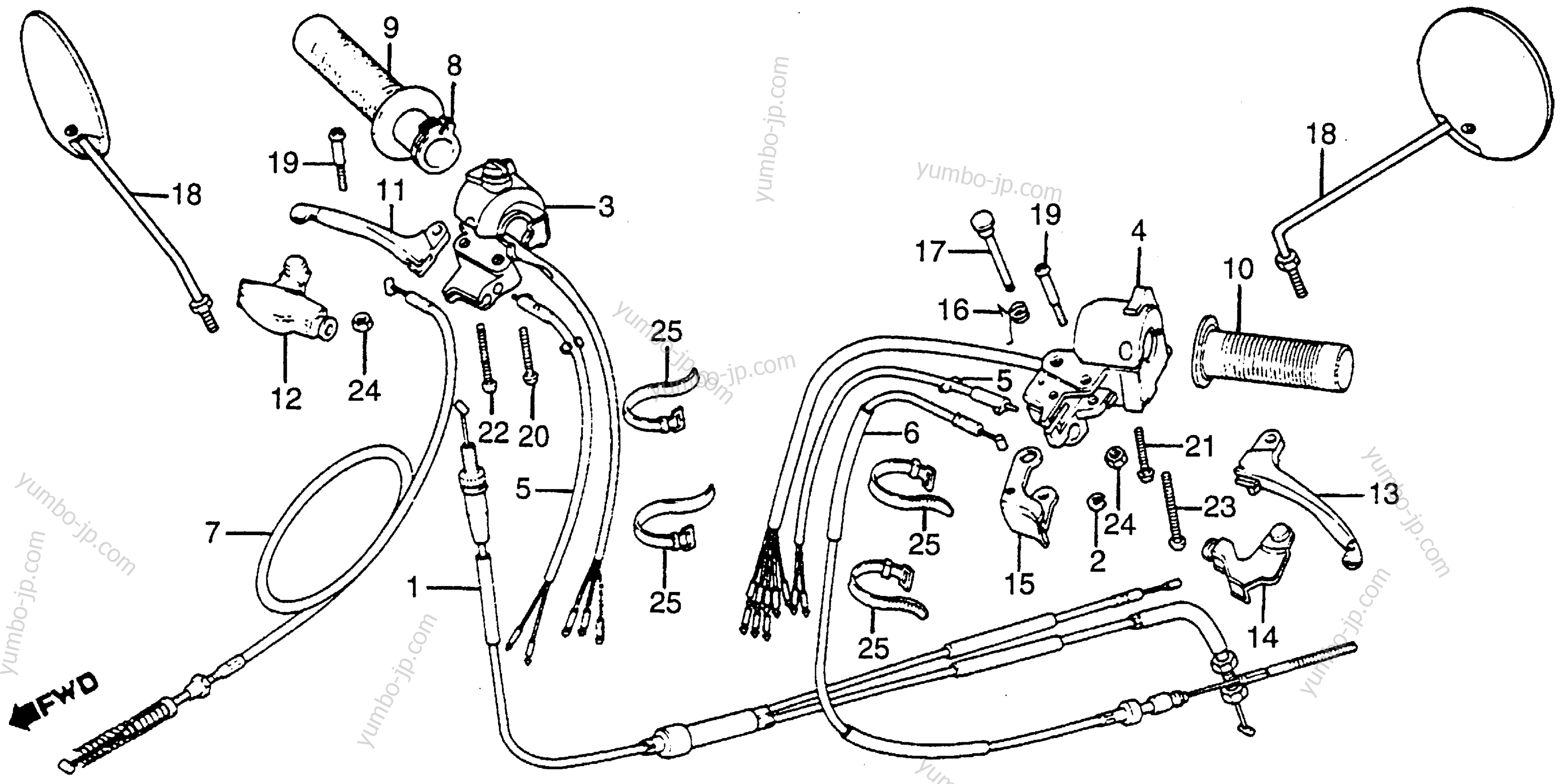 HANDLEBAR / SWITCH / CABLE for motorcycles HONDA NX50M A 1981 year
