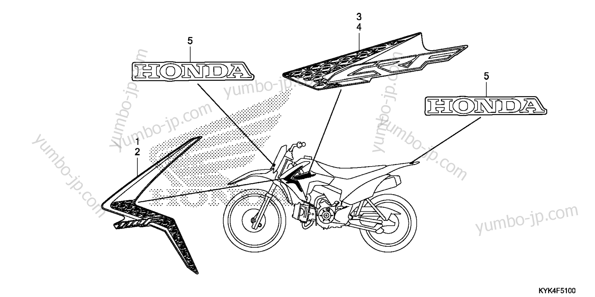 STRIPE / MARK for motorcycles HONDA CRF110F AC 2014 year