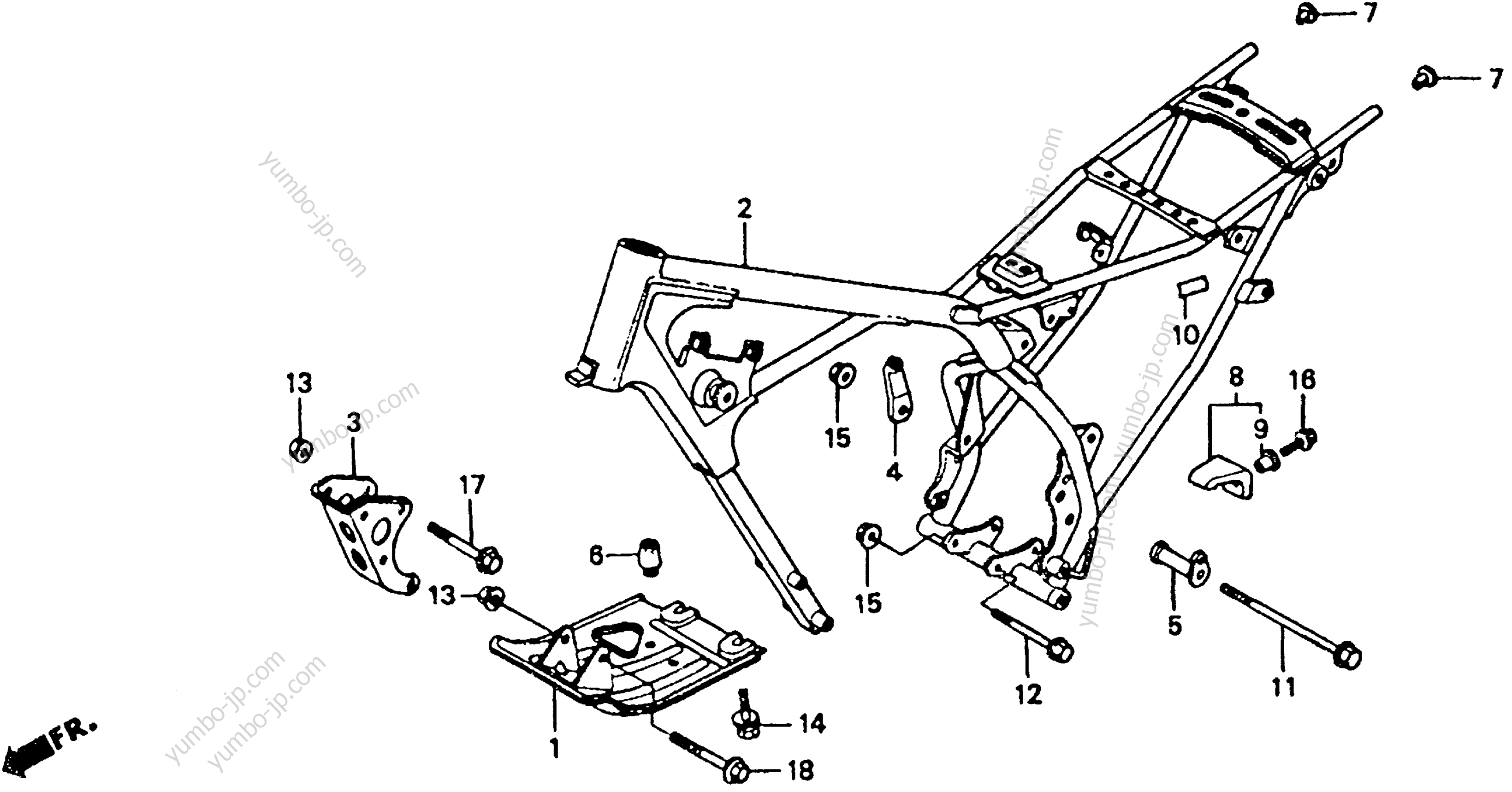 FRAME for motorcycles HONDA XR80R A 1988 year