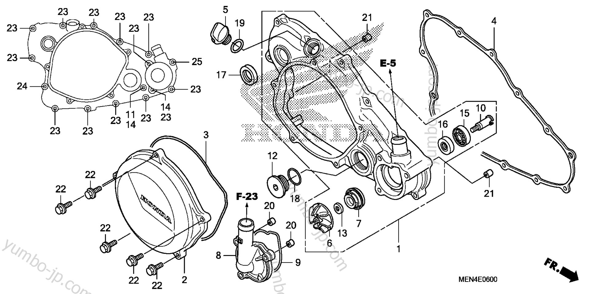 RIGHT CRANKCASE COVER / WATER PUMP for motorcycles HONDA CRF450R A 2010 year
