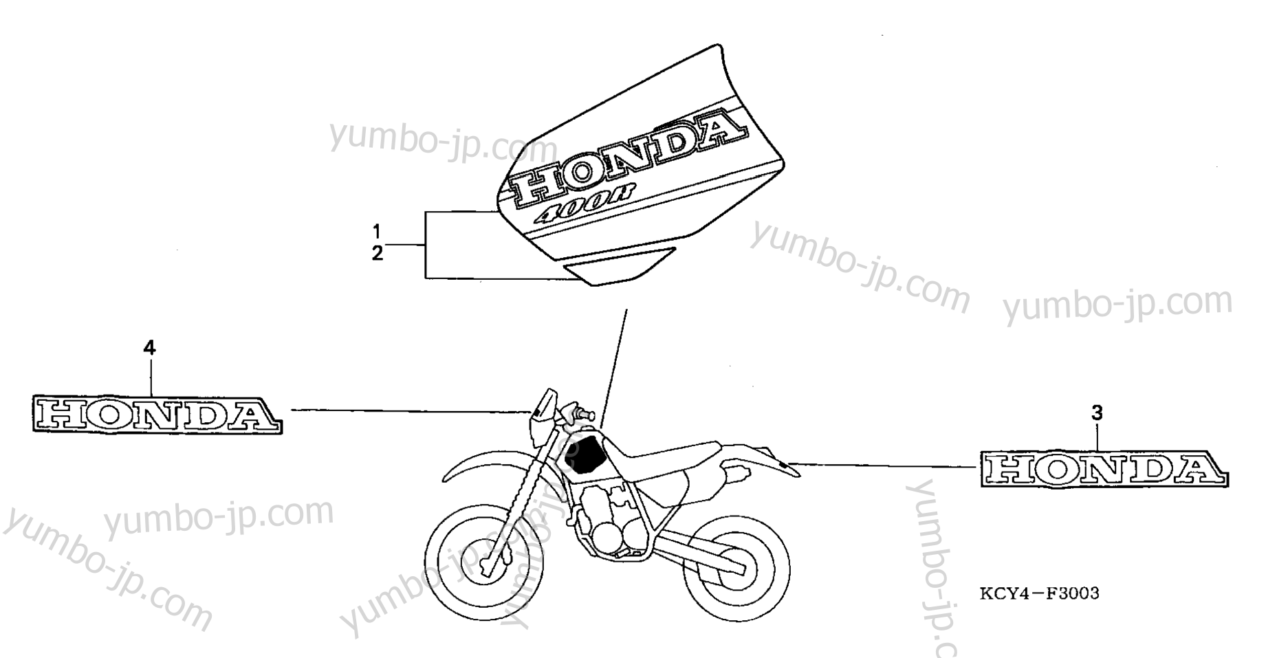 Эмблемы, наклейки для мотоциклов HONDA XR400R AC 2001 г.