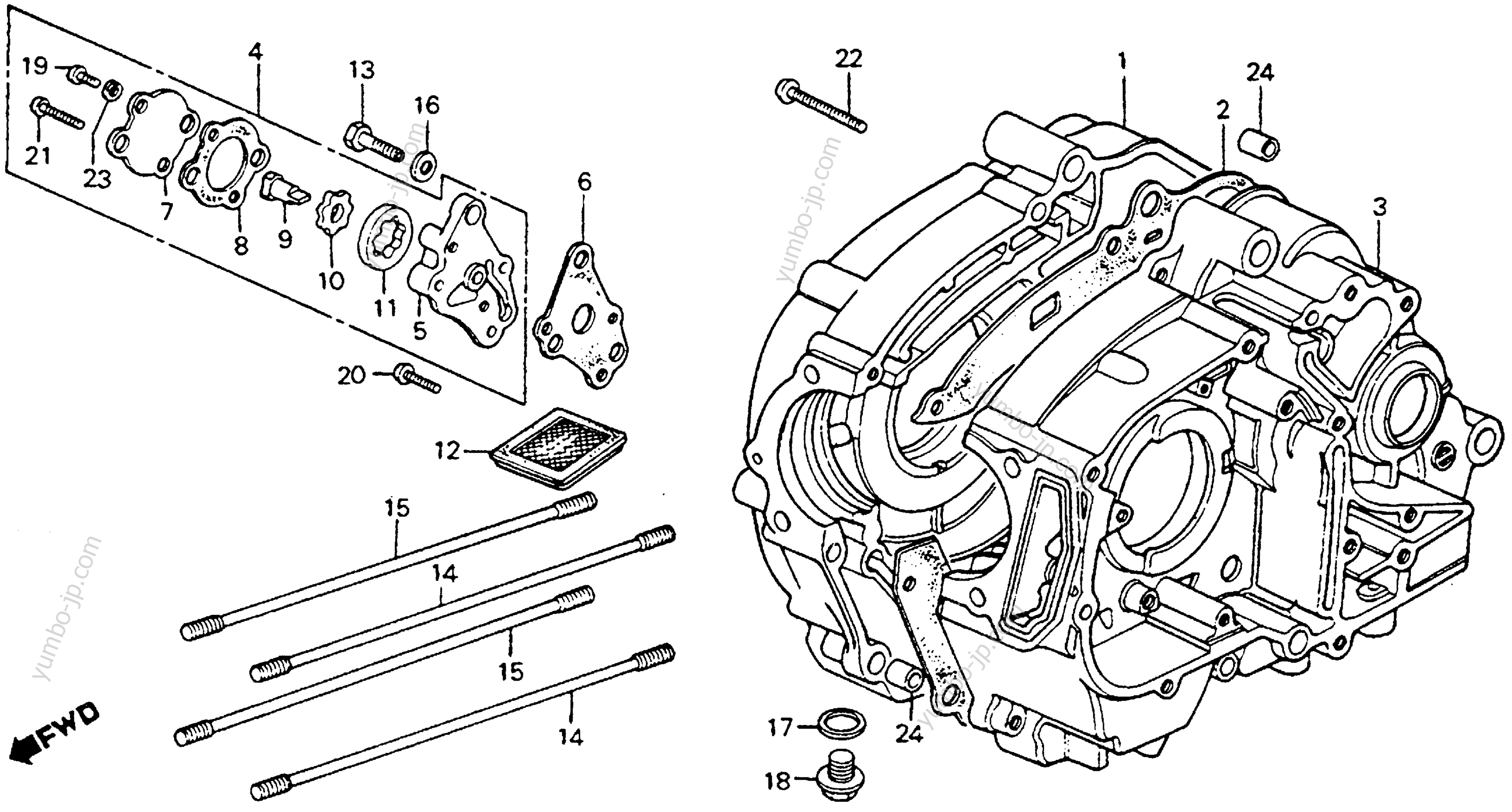 CRANKCASE / OIL PUMP for motorcycles HONDA CT90 A 1979 year