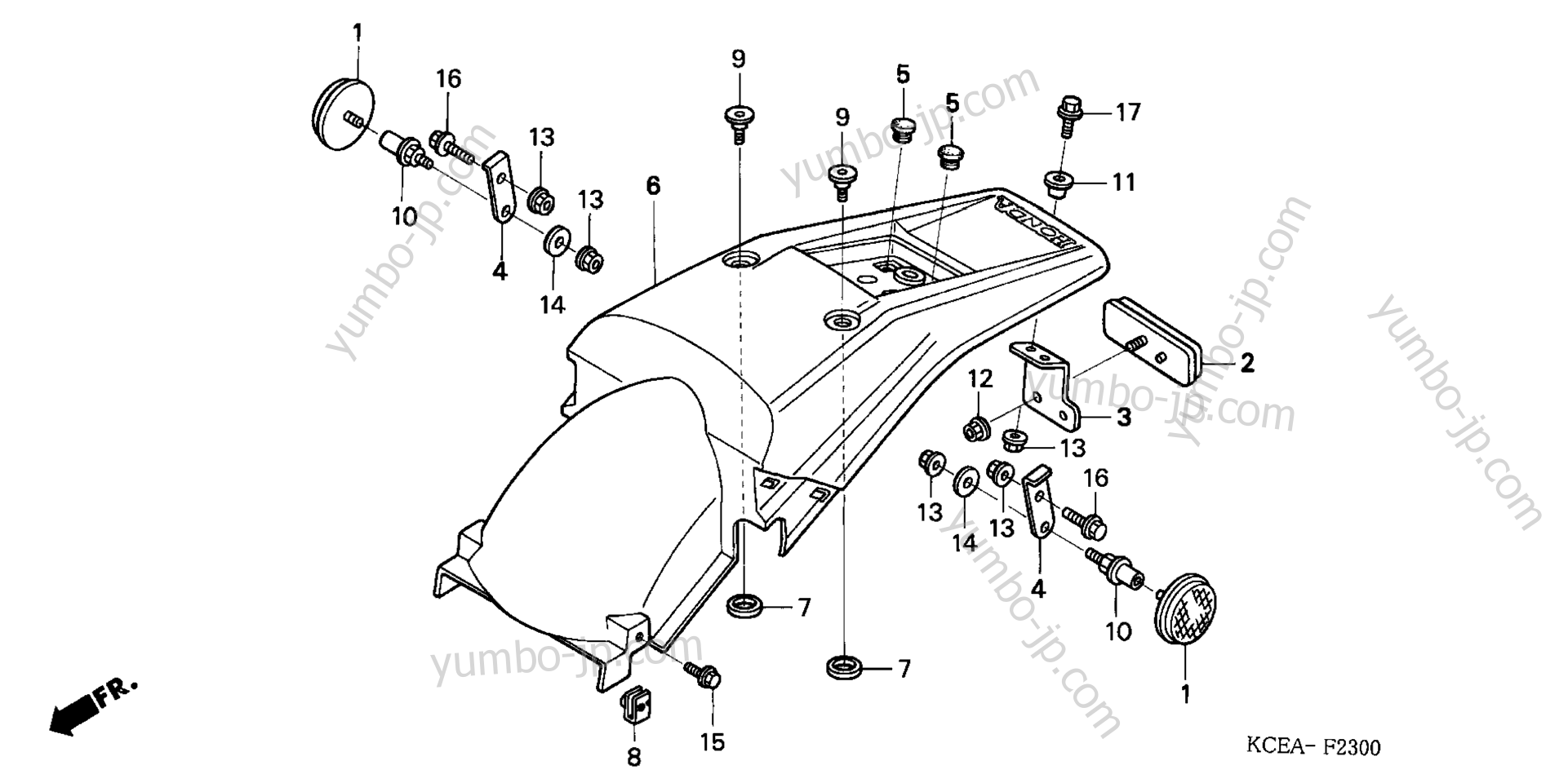 REAR FENDER для мотоциклов HONDA XR250R AC 2004 г.