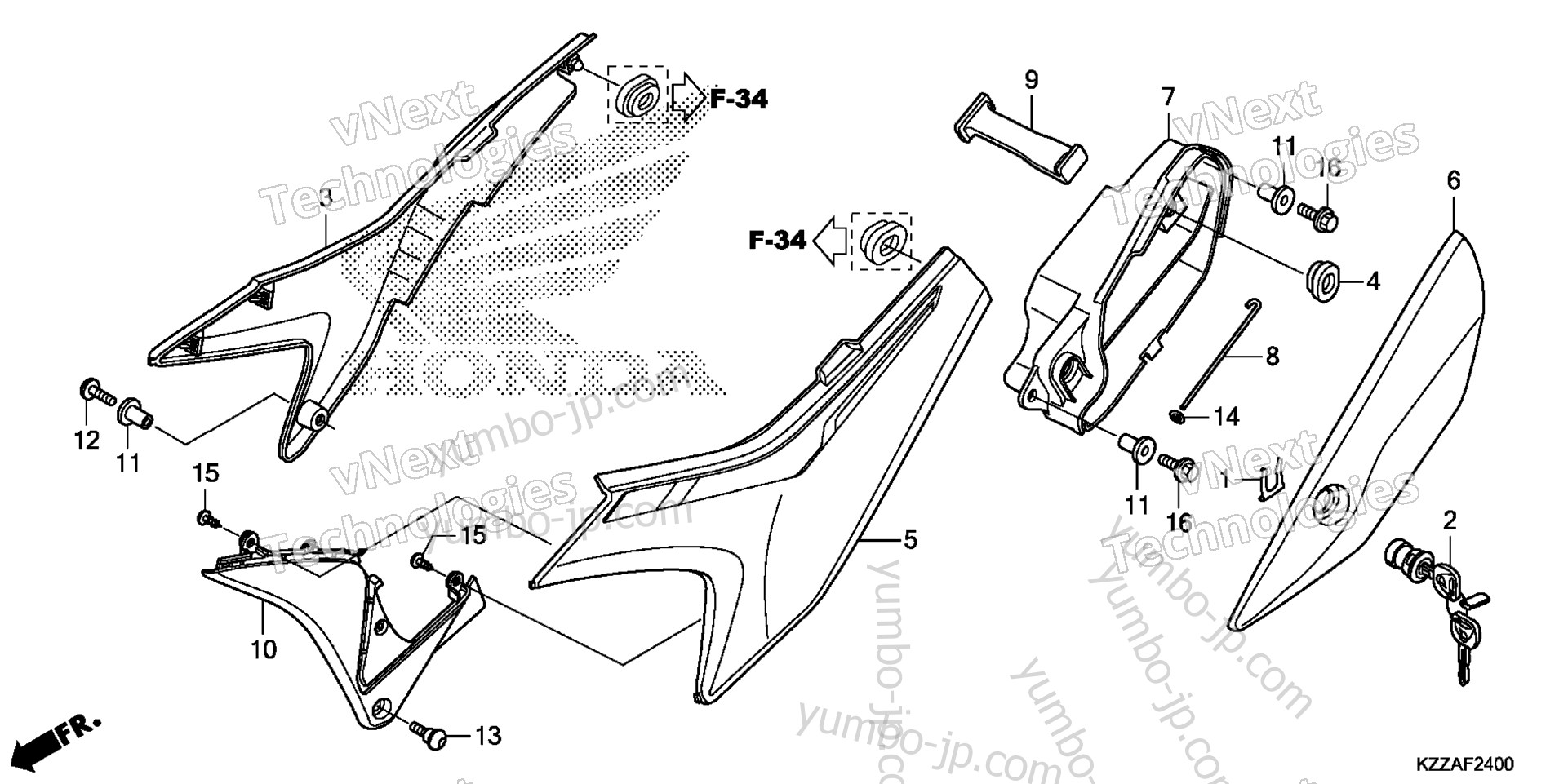 SIDE COVER (1) for motorcycles HONDA CRF250LA AC 2017 year