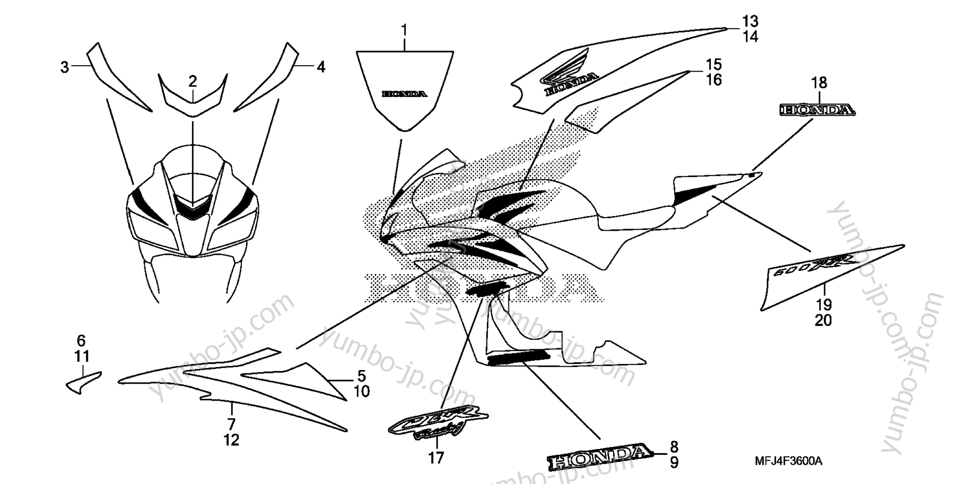 MARK / STRIPE (1) for motorcycles HONDA CBR600RR A 2007 year