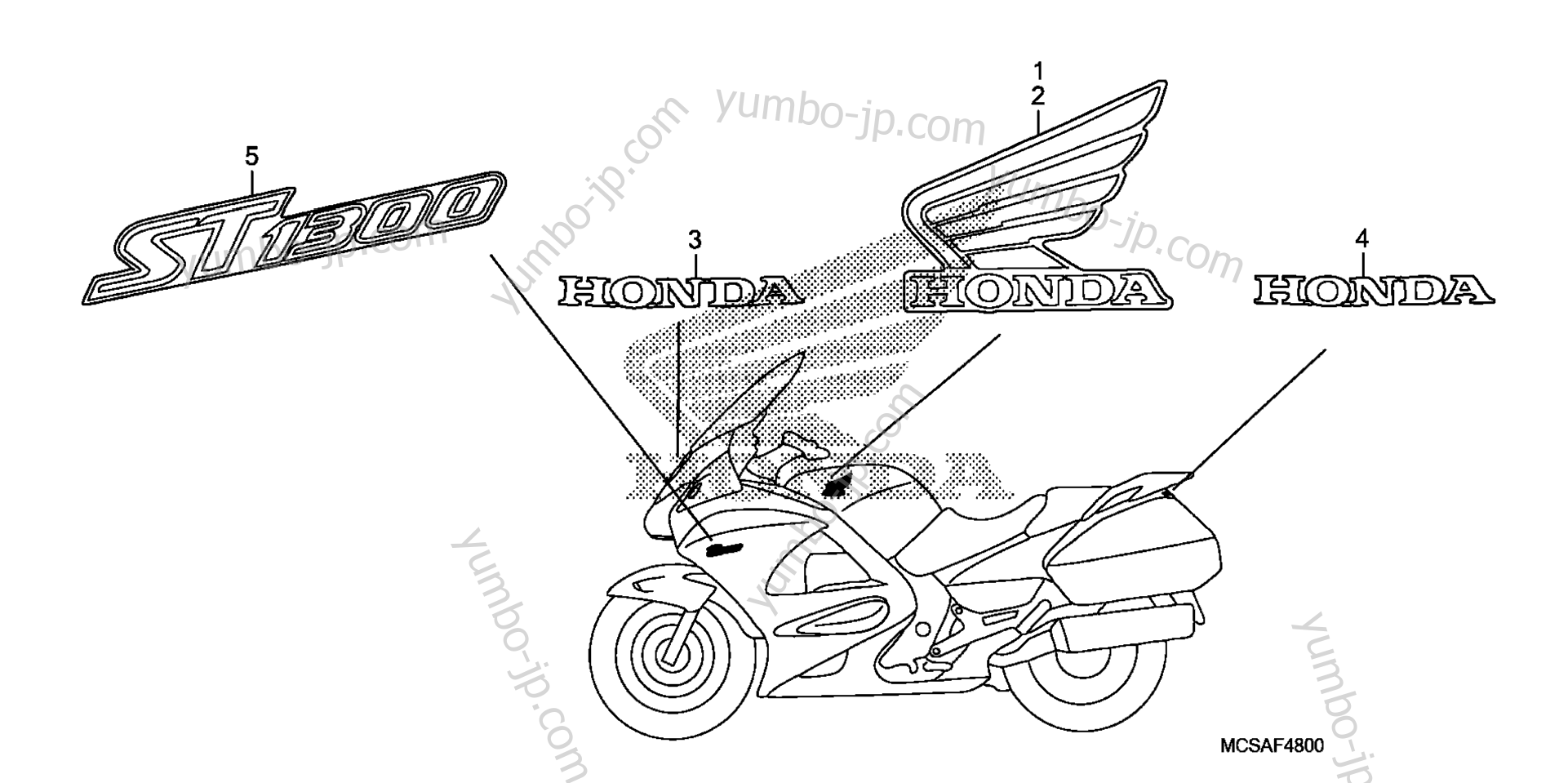 Эмблемы, наклейки для мотоциклов HONDA ST1300 A/A 2009 г.