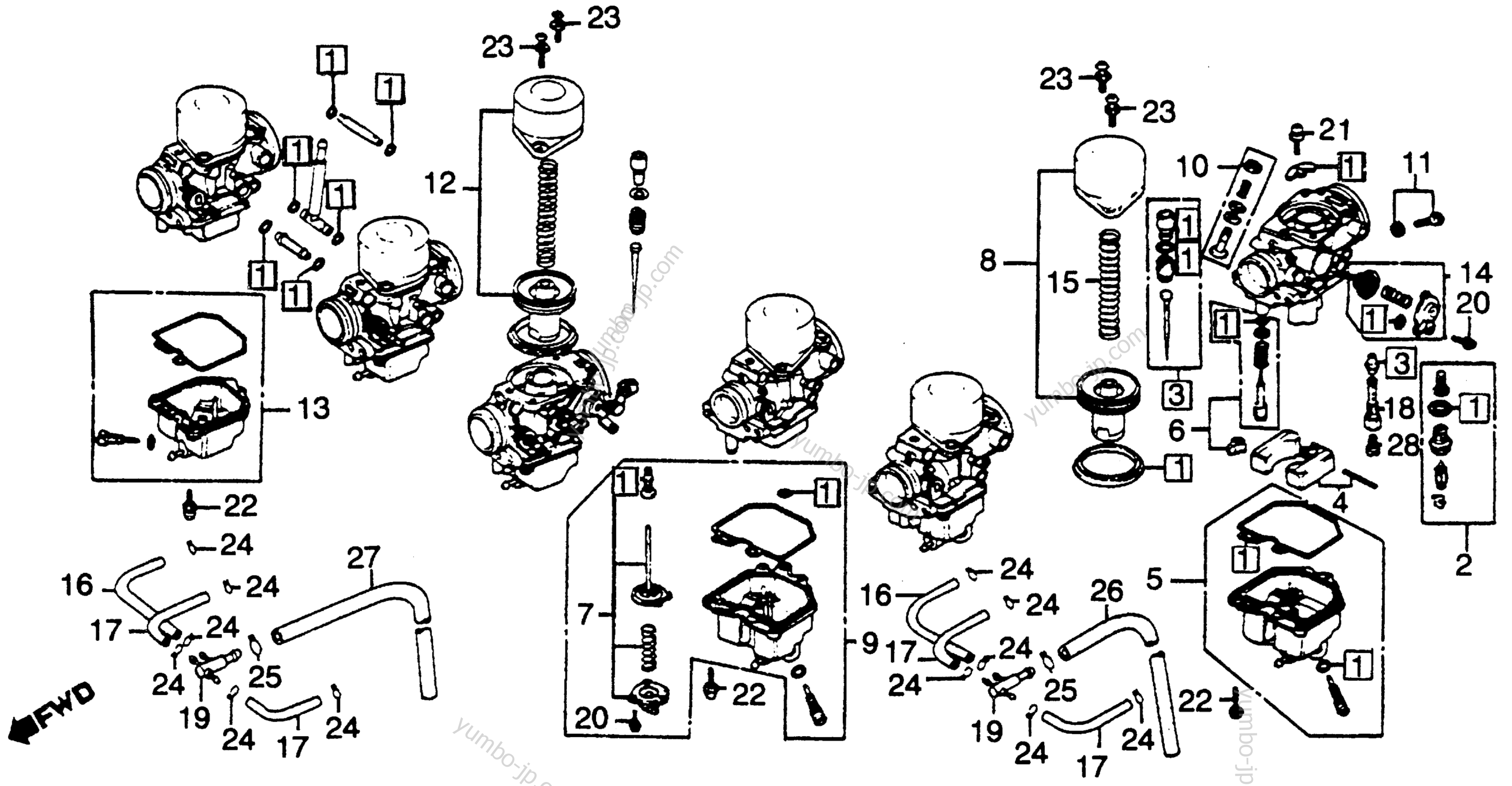 CARBURETOR COMP. PARTS for motorcycles HONDA CBX A 1980 year