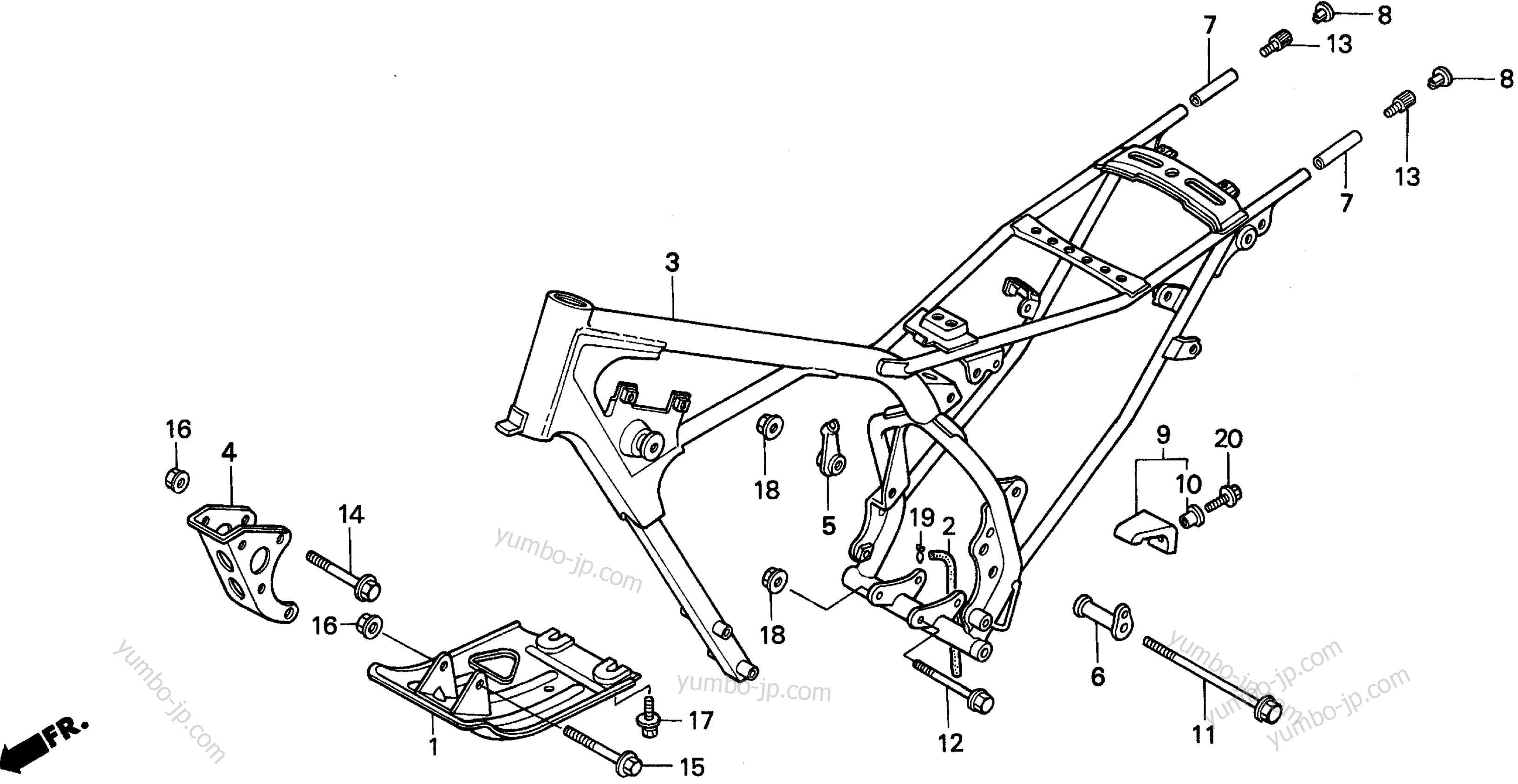 FRAME for motorcycles HONDA XR100R A 1995 year
