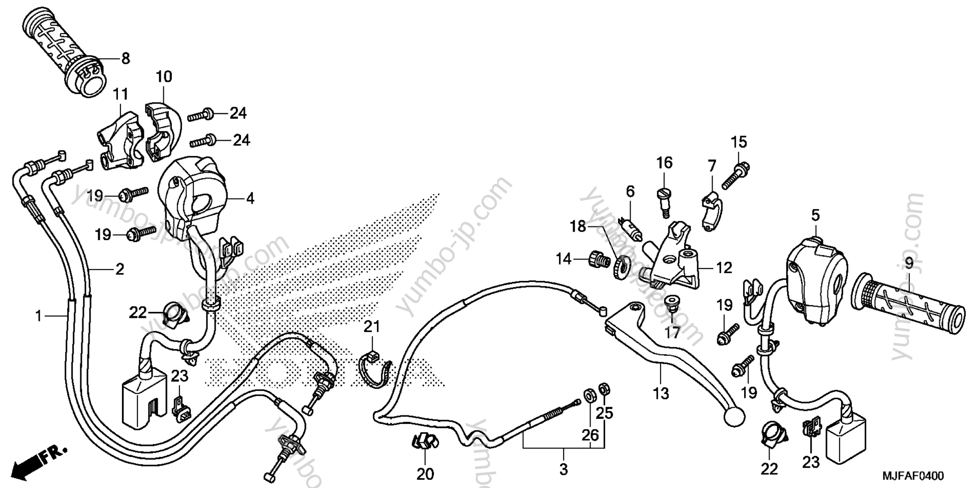 HANDLE LEVER / SWITCH / CABLE (1) для мотоциклов HONDA CTX700 A 2014 г.