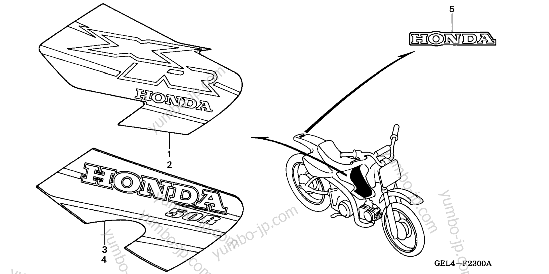 MARK (1) для мотоциклов HONDA XR50R A 2000 г.
