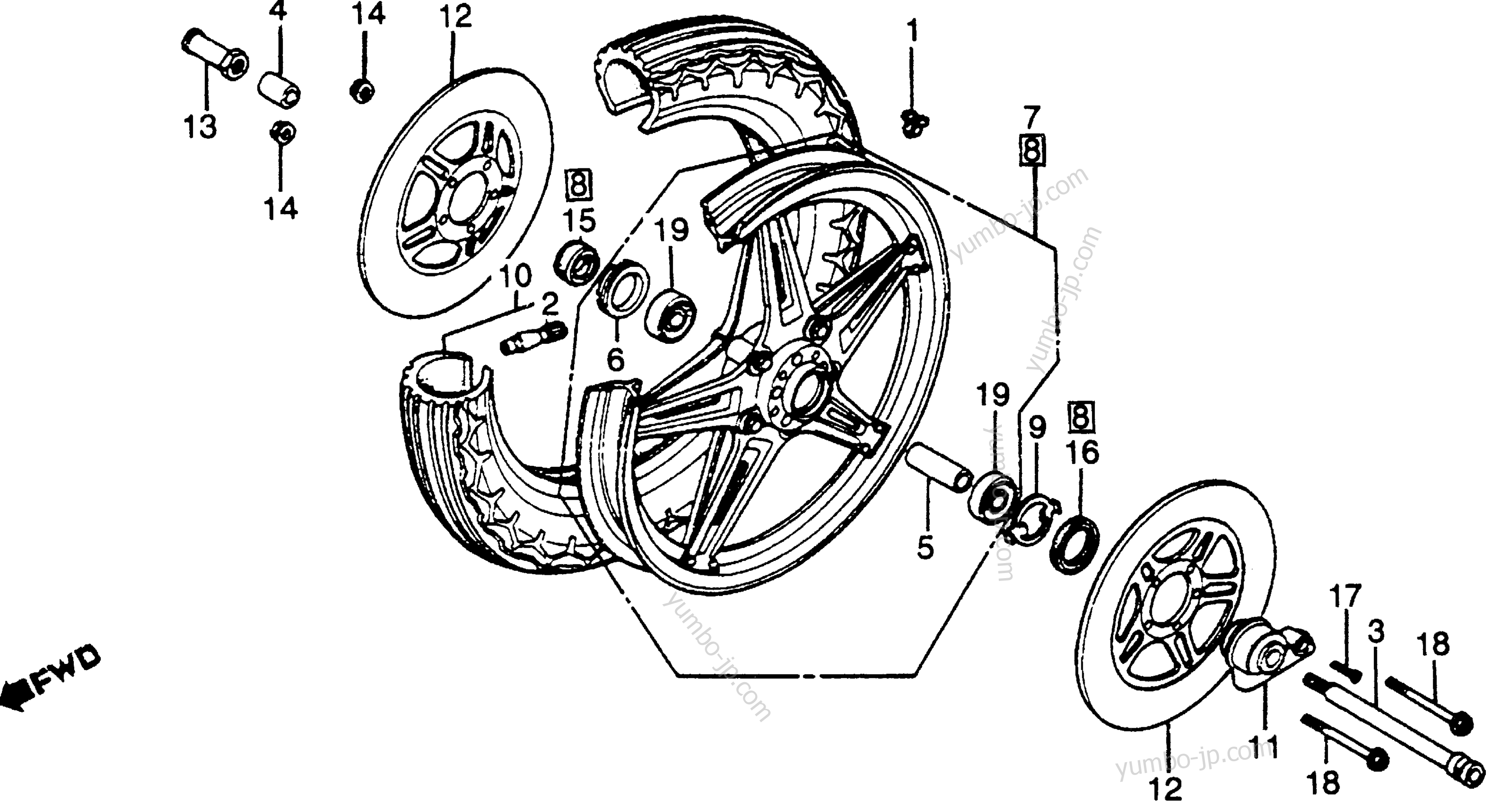 FRONT WHEEL for motorcycles HONDA CBX A 1979 year