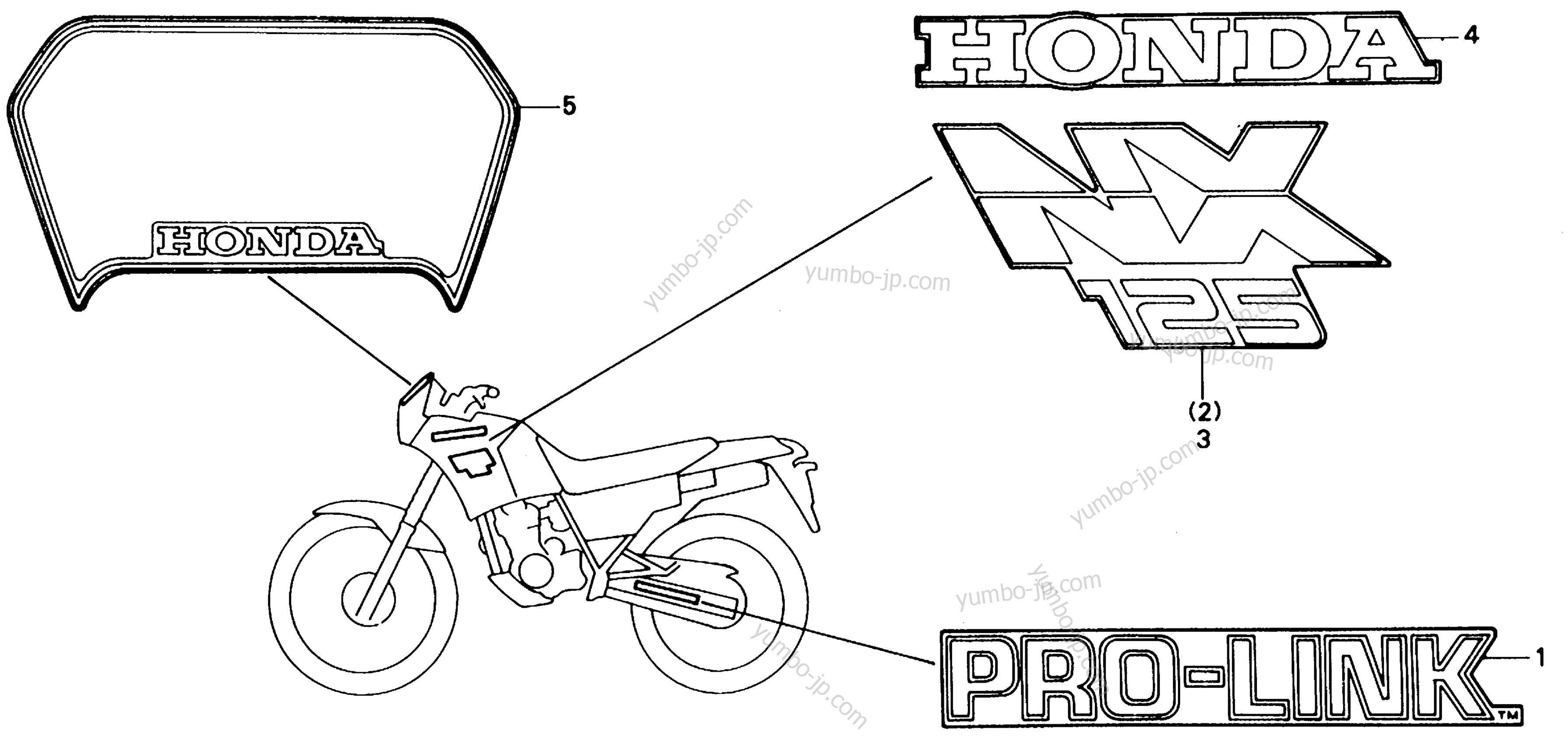 MARK for motorcycles HONDA NX125 A 1988 year